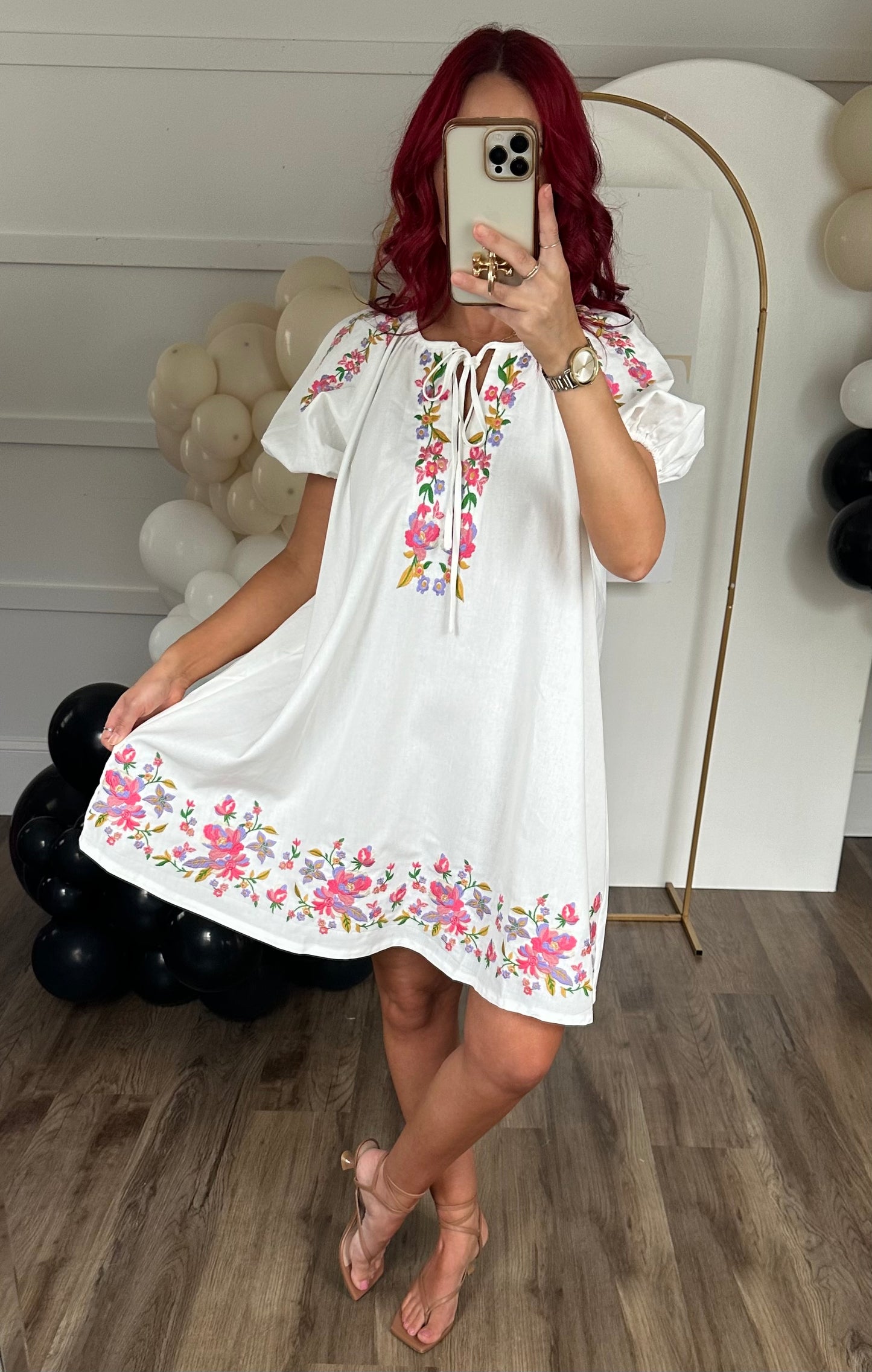 OVERSIZED Linen Floral Embroidered Dress