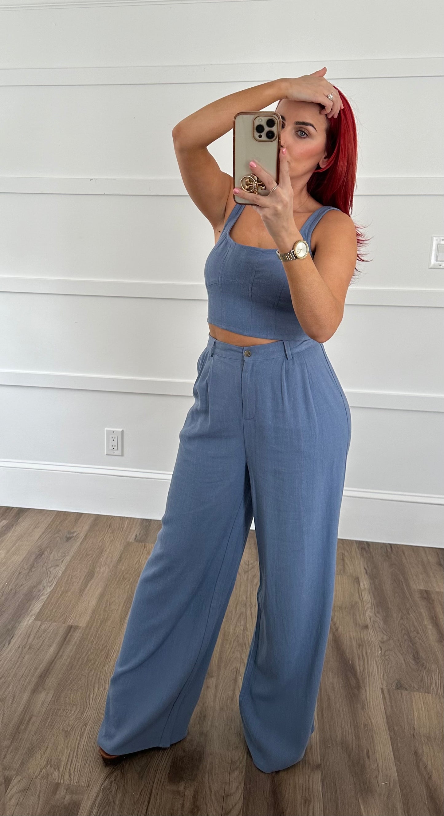 Slate Blue Two Piece Pant Set
