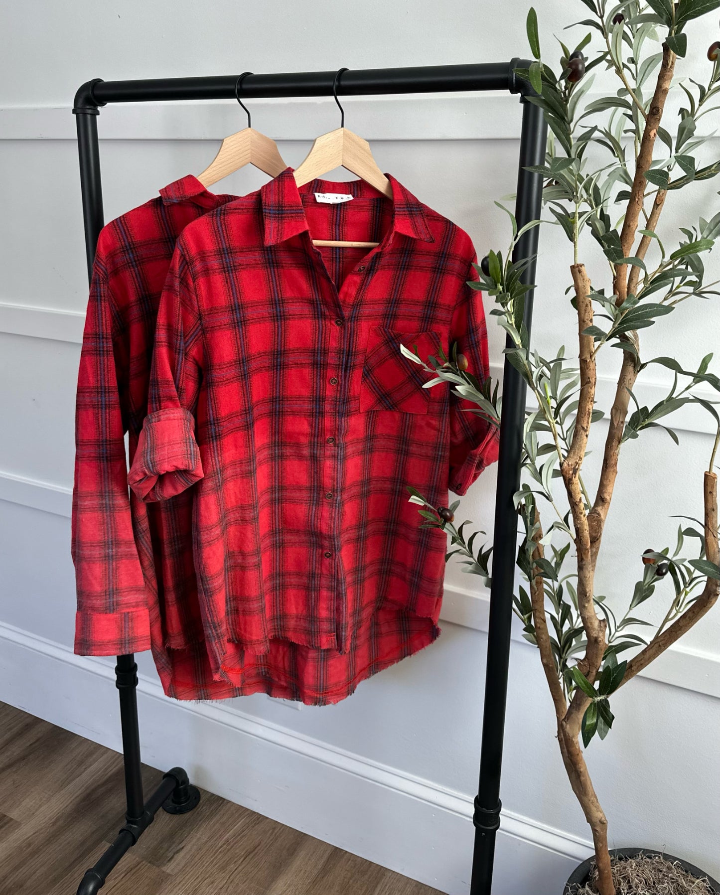 Acid Wash Plaid Top