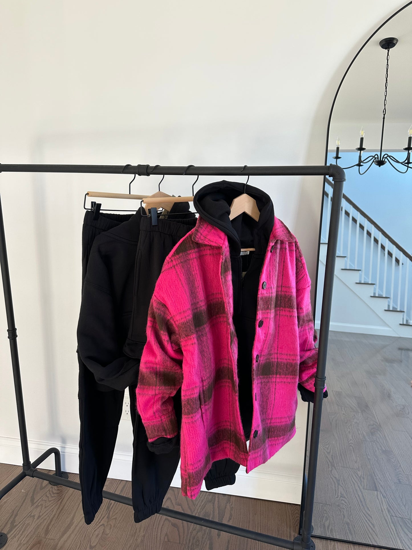 Fuchsia Plaid Print Shacket