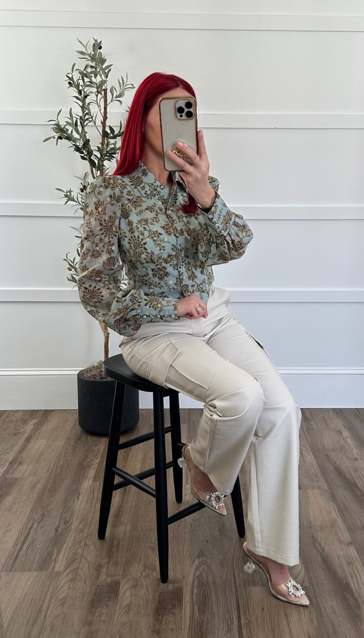 Luna Sage Floral Top