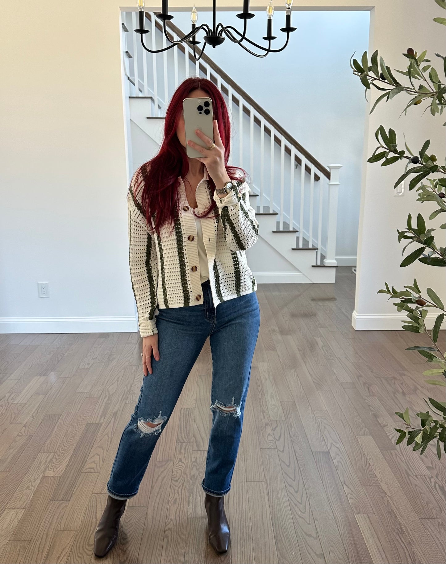 Stripped Knit Cardigan