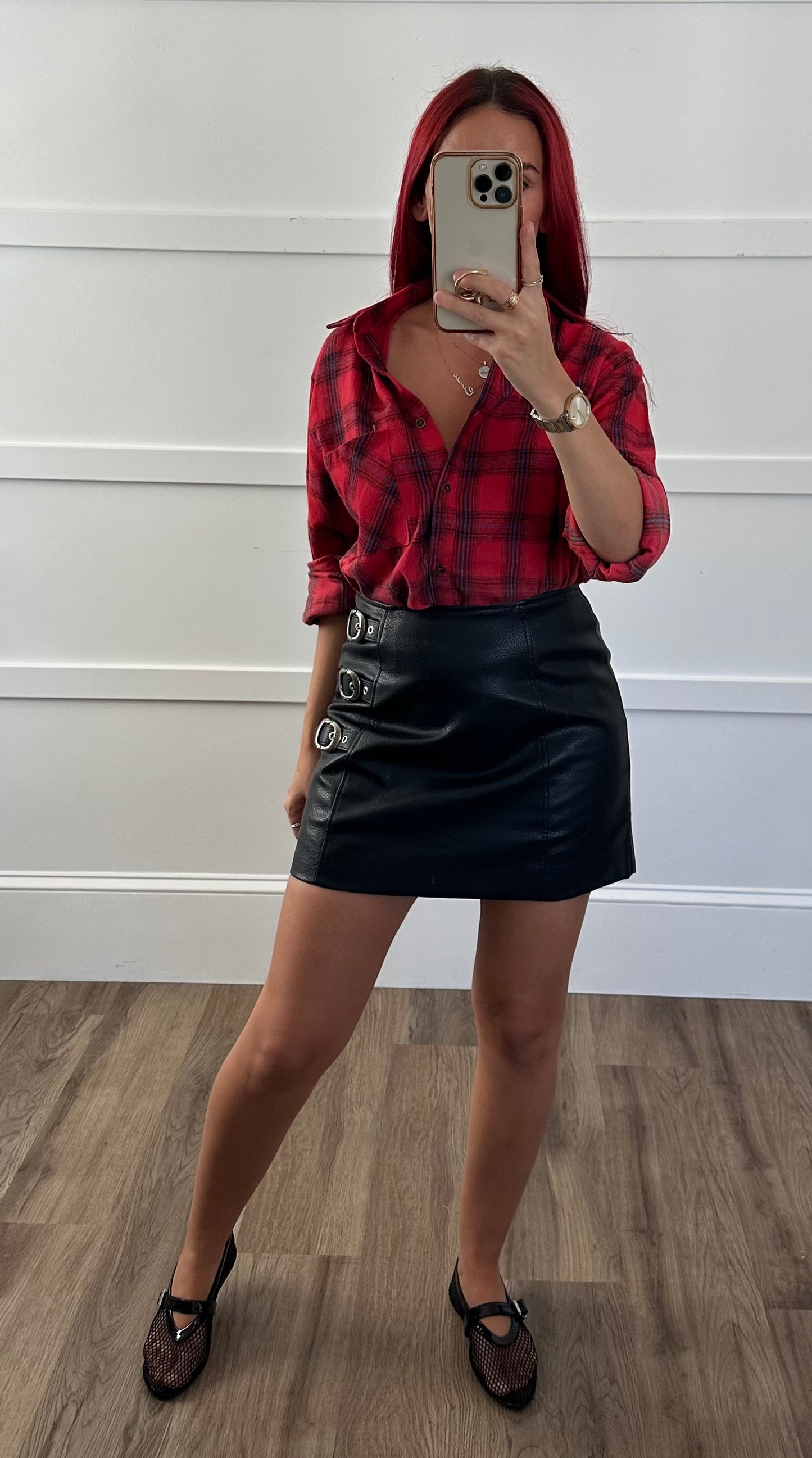 Acid Wash Plaid Top
