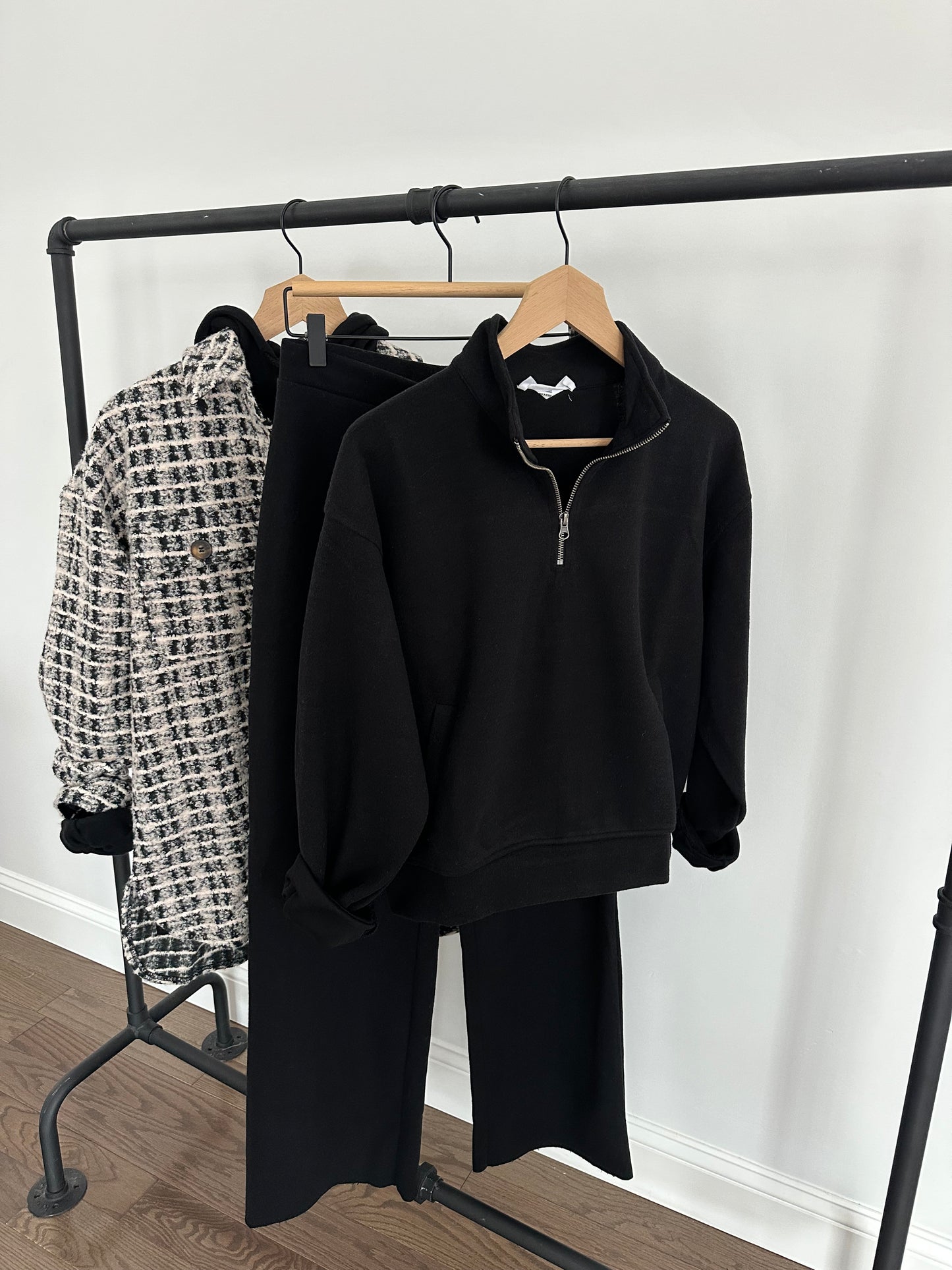 Black Straight Leg Sweat Set