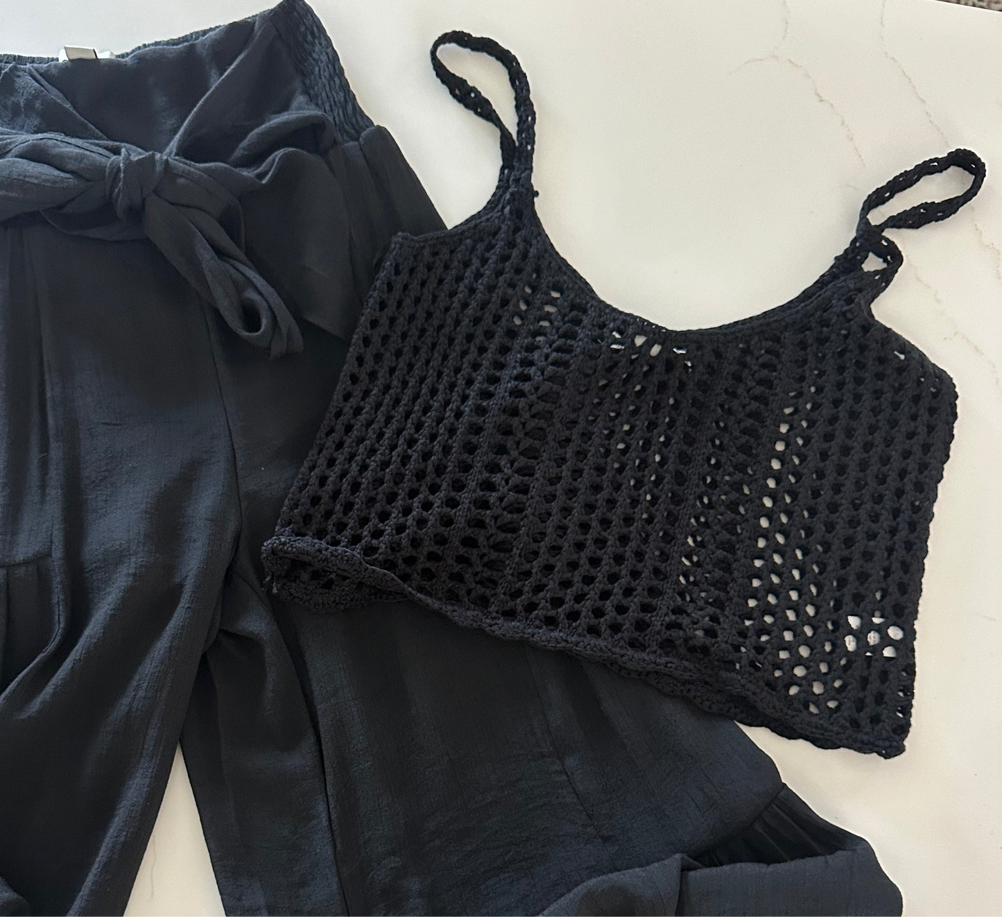 Black Open knit Top