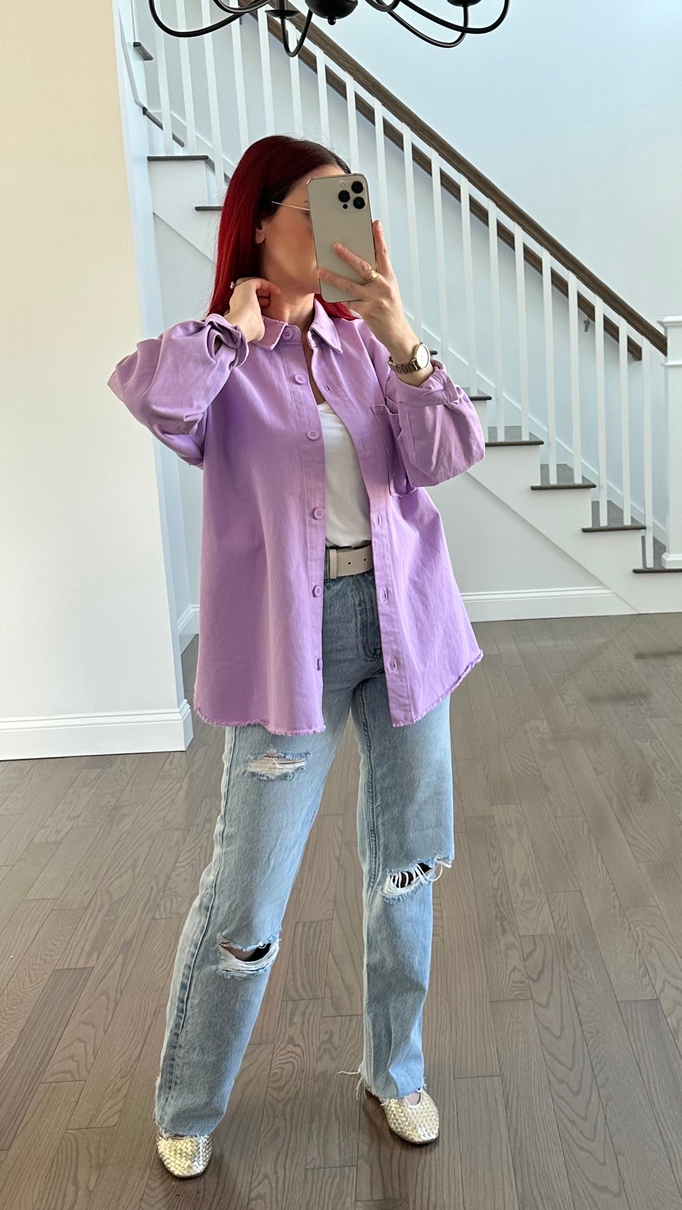 Lilac Button Down Top