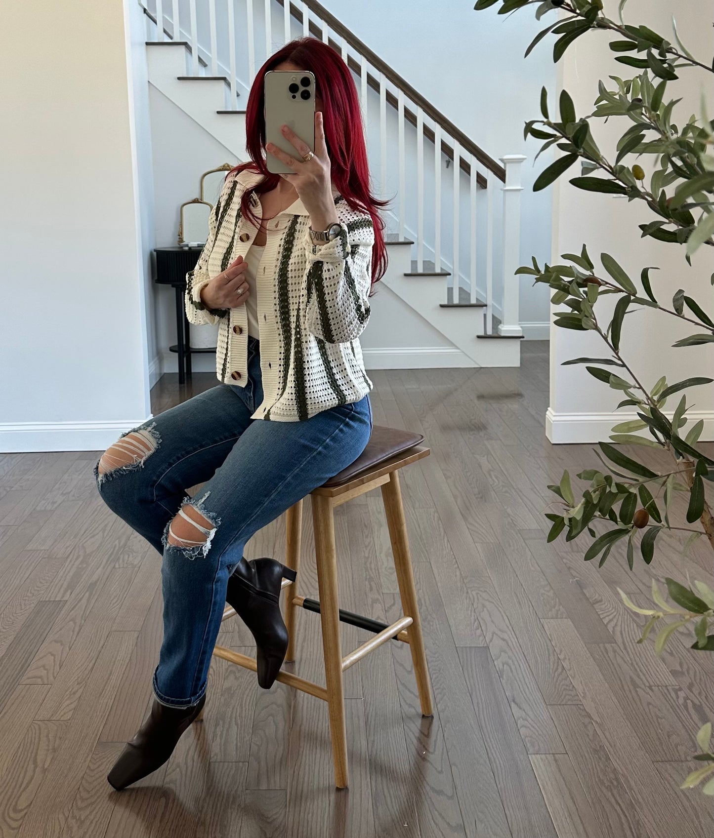 Stripped Knit Cardigan