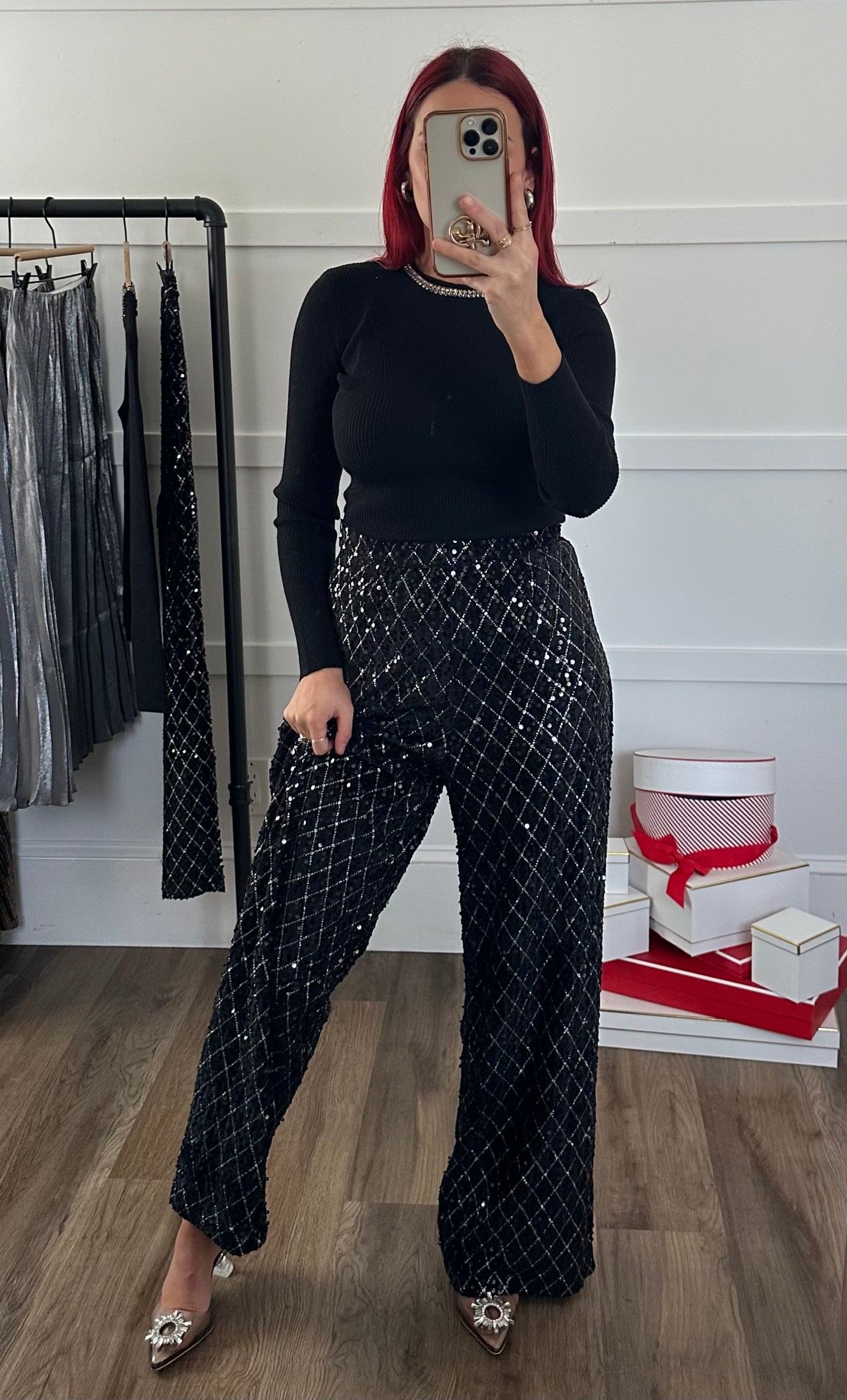 Sequins Straight Leg Pants