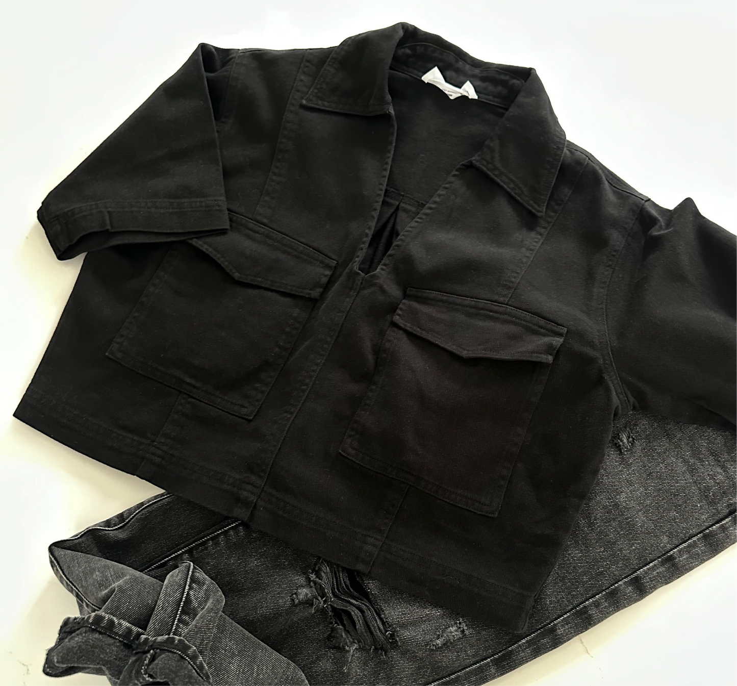 Noir Denim Cargo Top