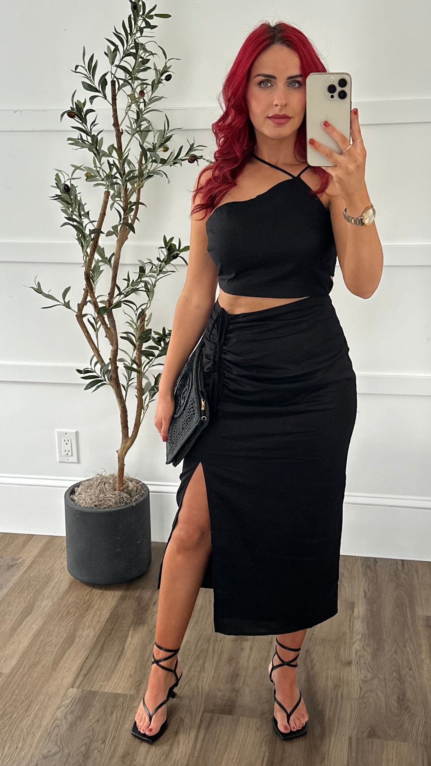 Black Cut Out Midi Dress