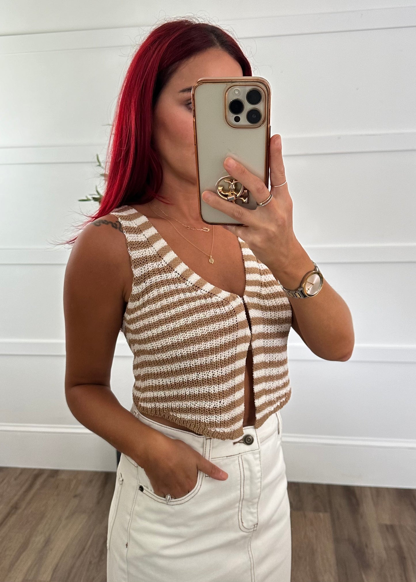 Knit striped vest