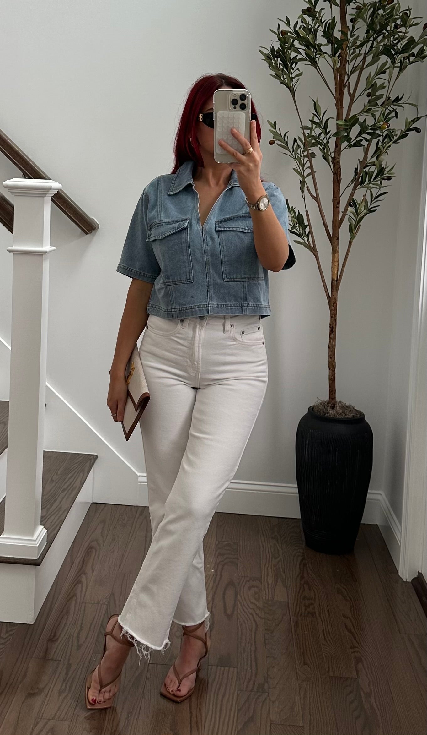 Jean Long Cropped Top