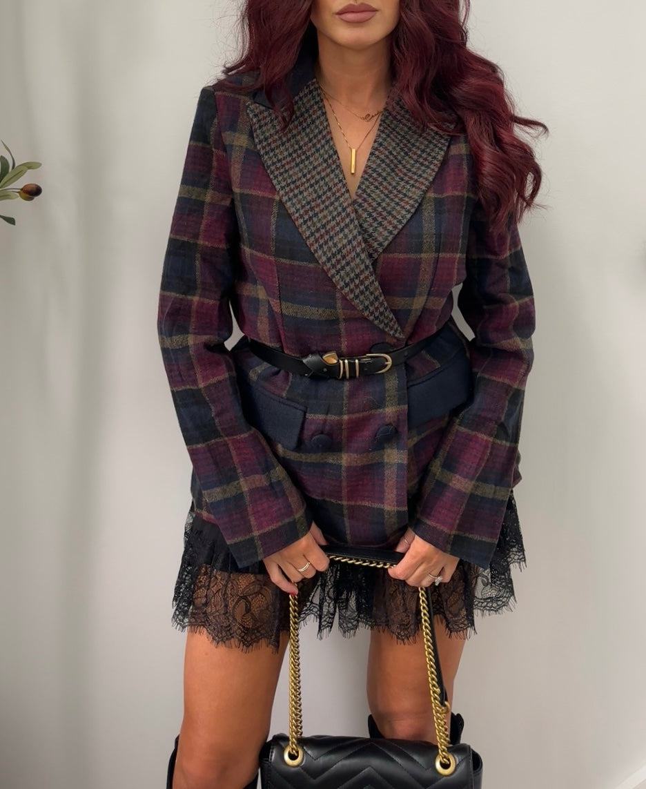 Plaid Double Breasted Blazer