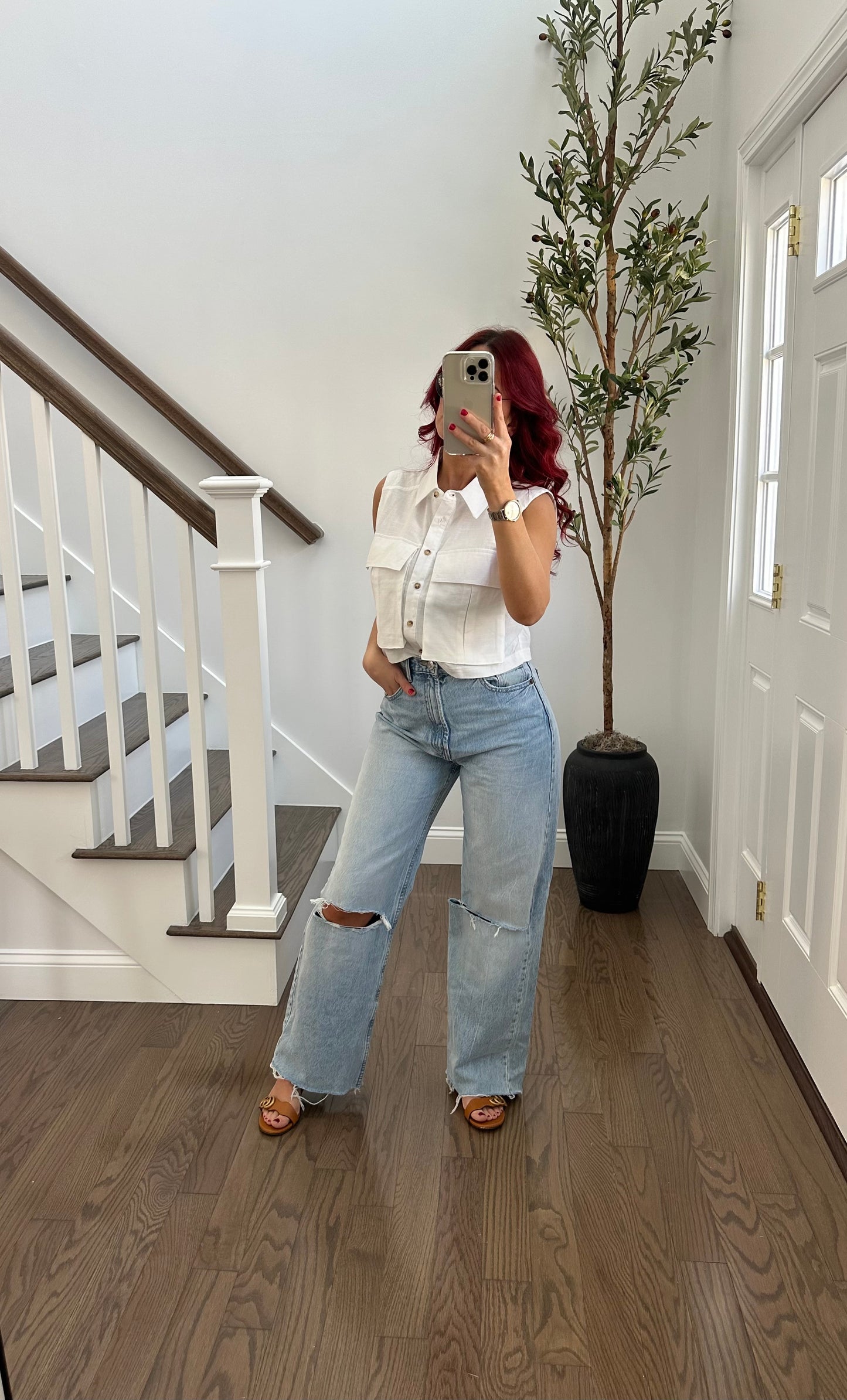 Linen blend Cargo Vest