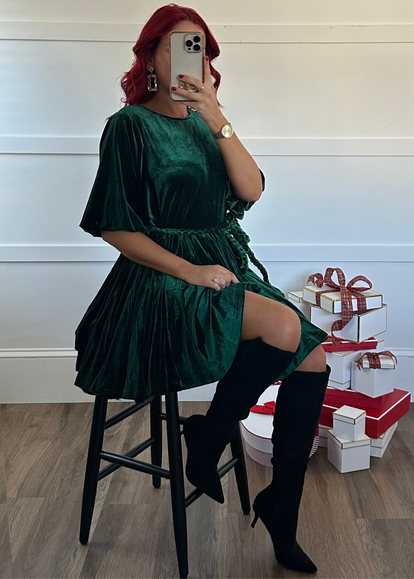 Avery Dolman Sleeve Braid Belted Mini Dress