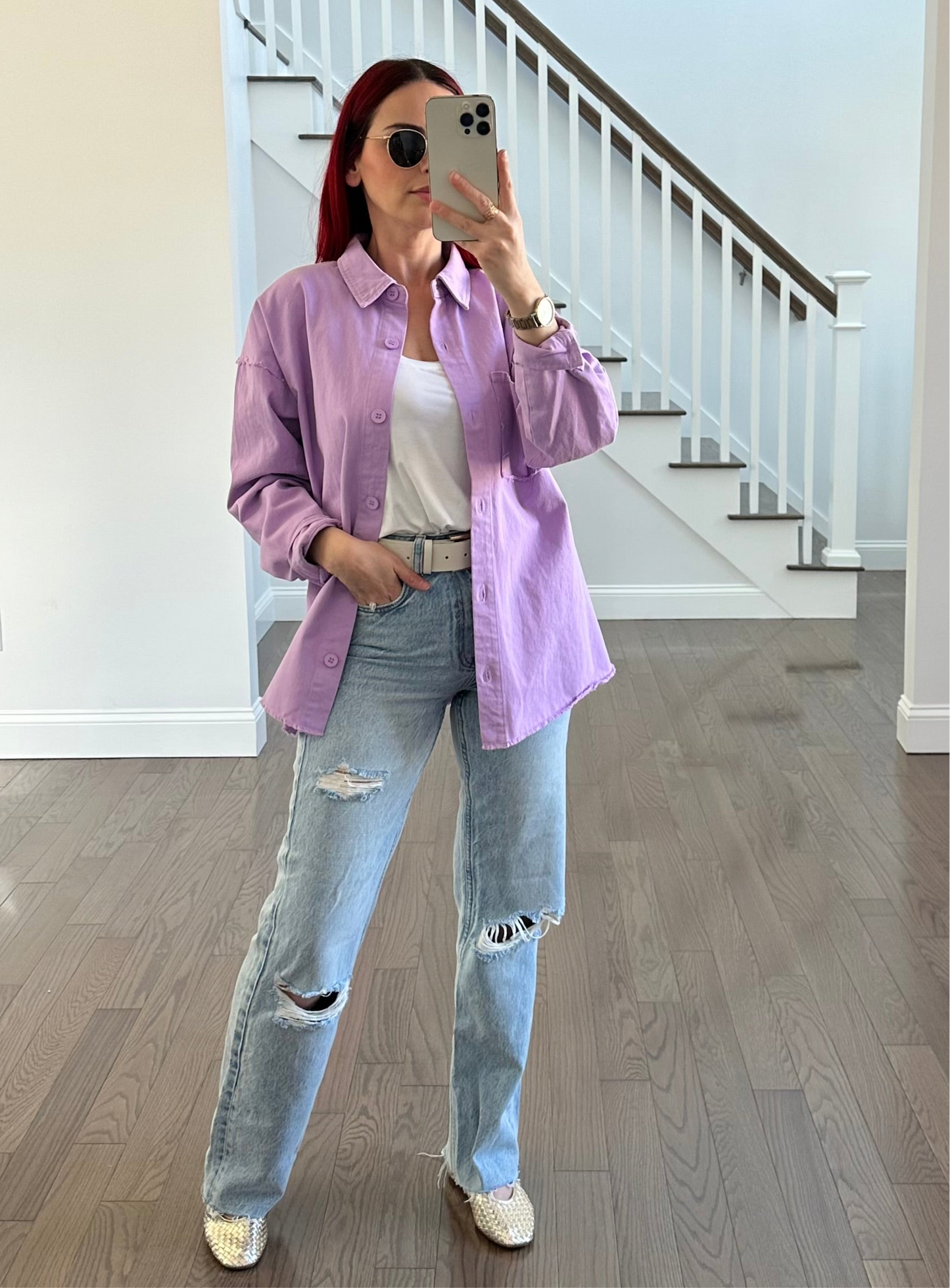 Lilac Button Down Top
