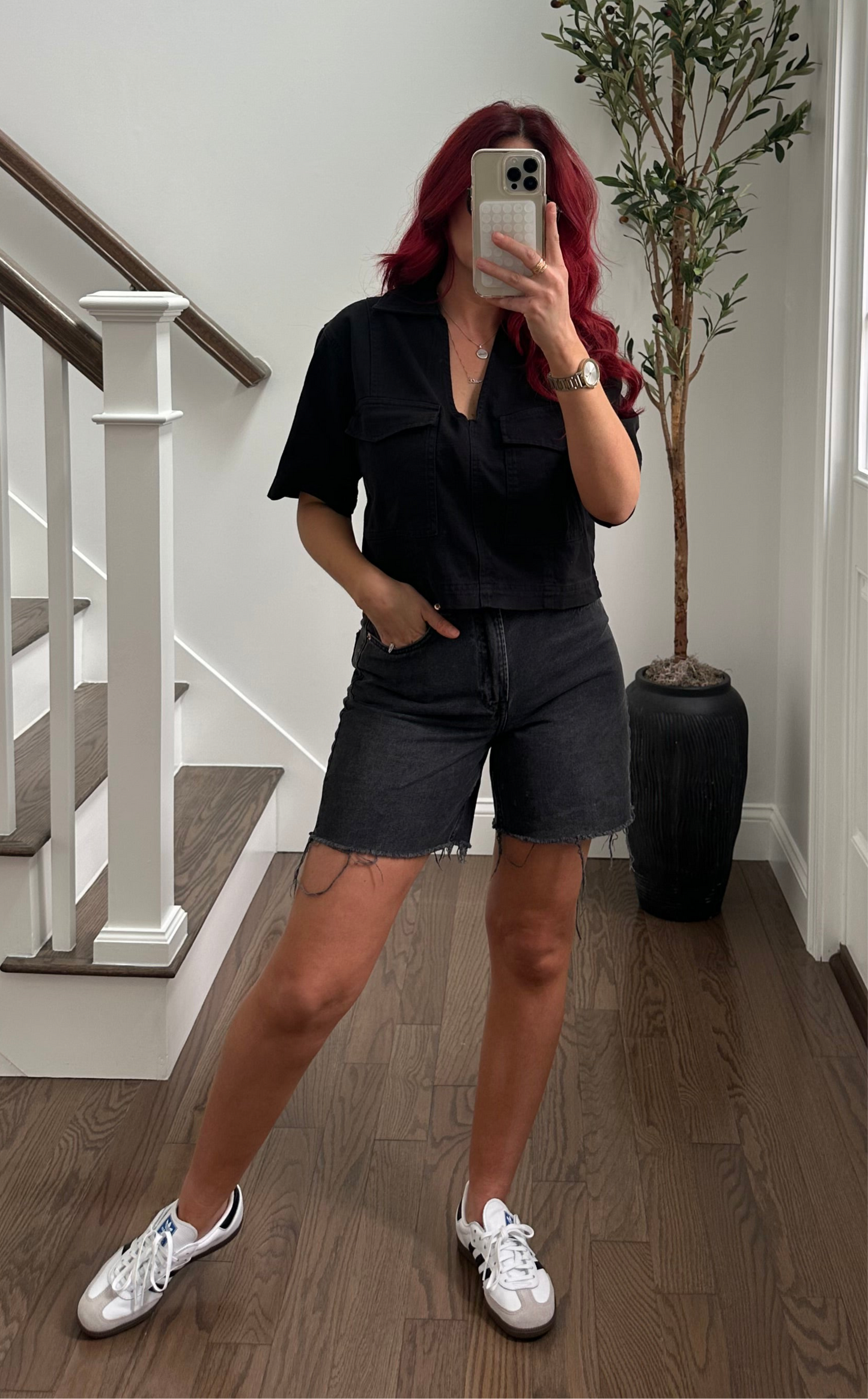 Noir Denim Cargo Top