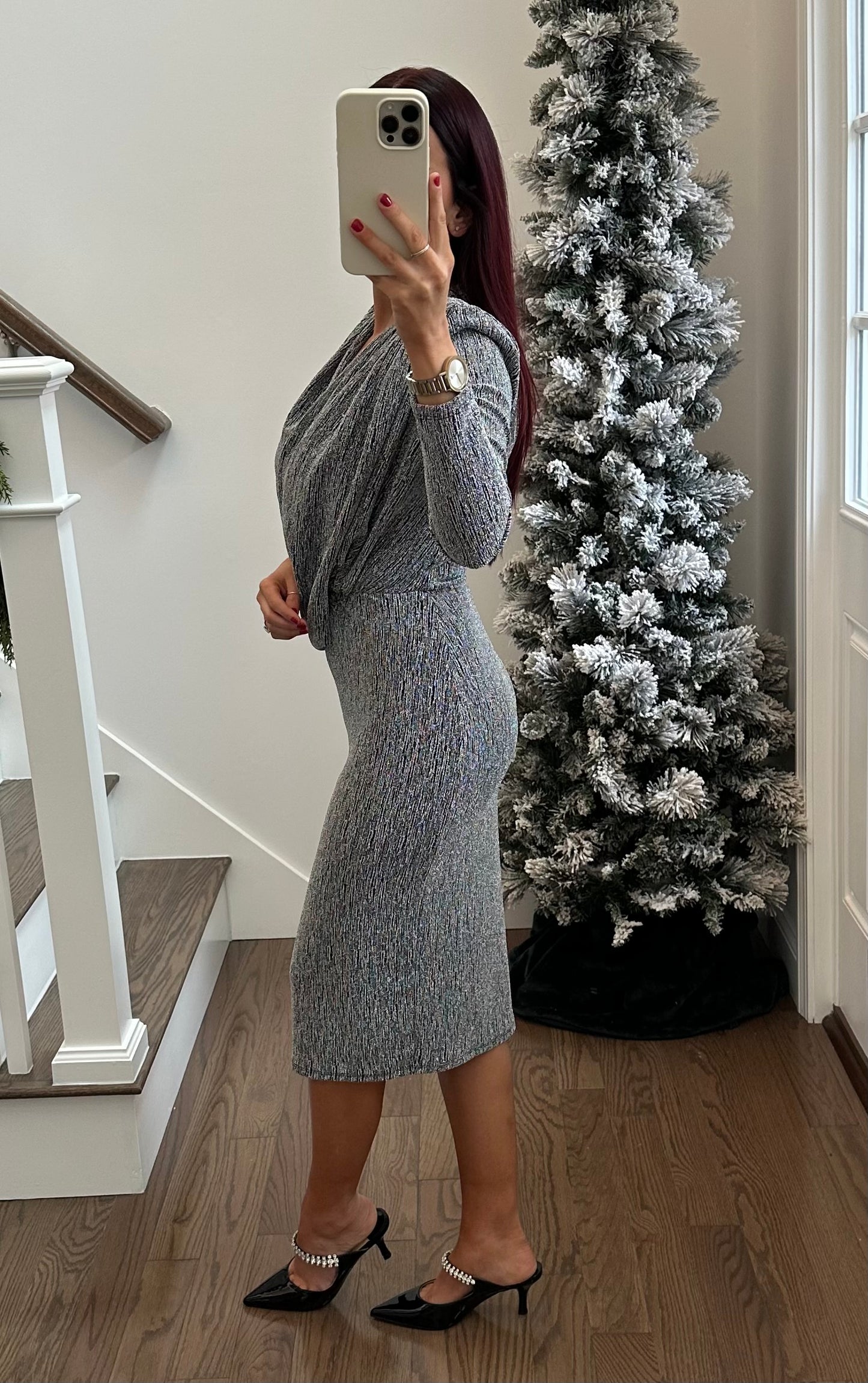 Metallic Midi Dress