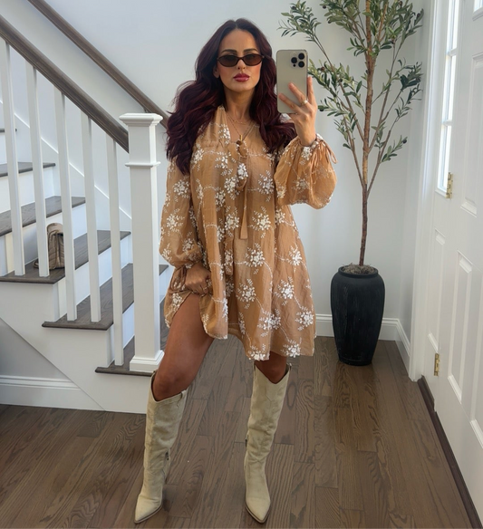 Flowy 3D Lace Flower Dress