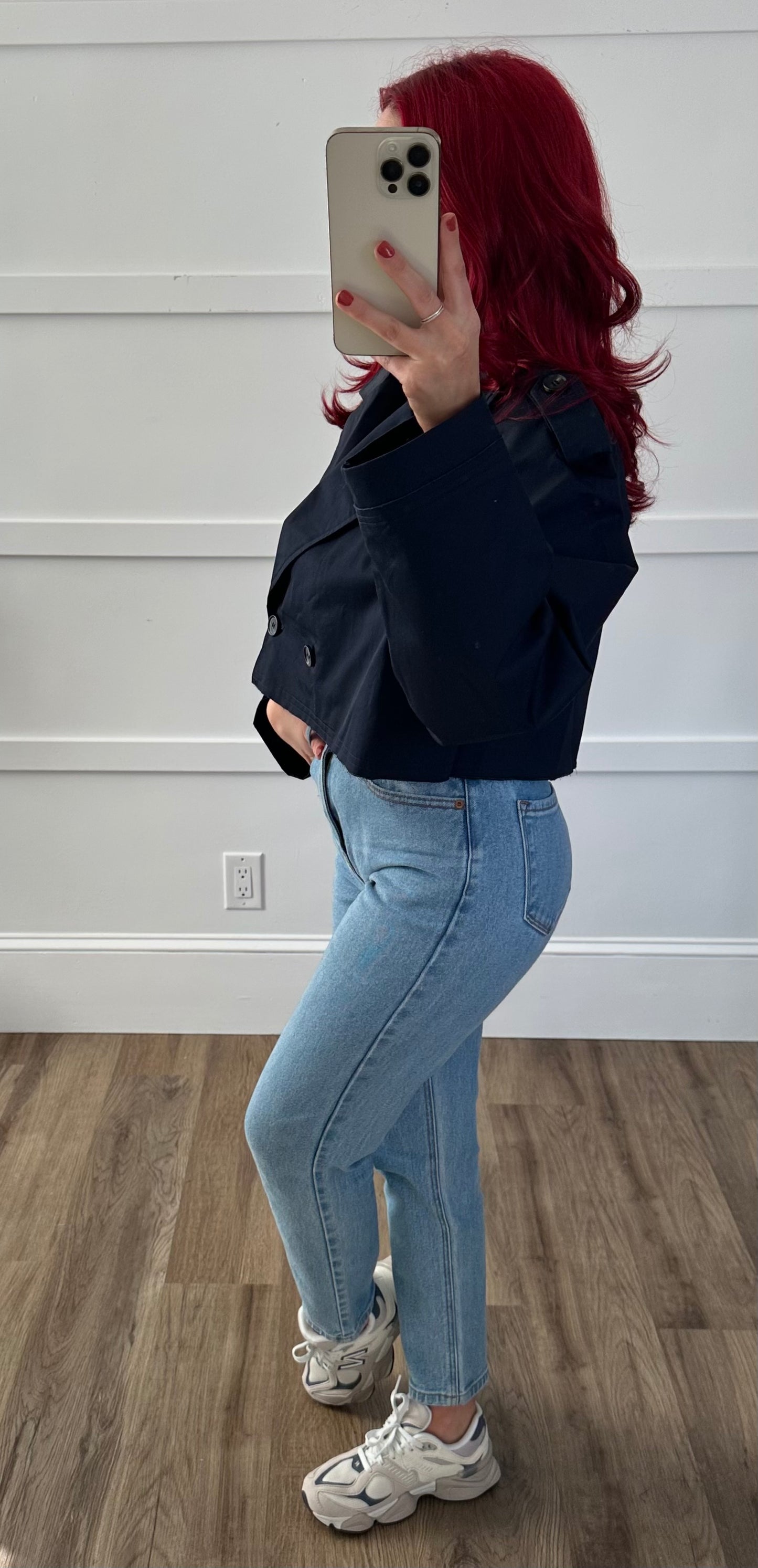 Amy Navy Cropped Trench Coat