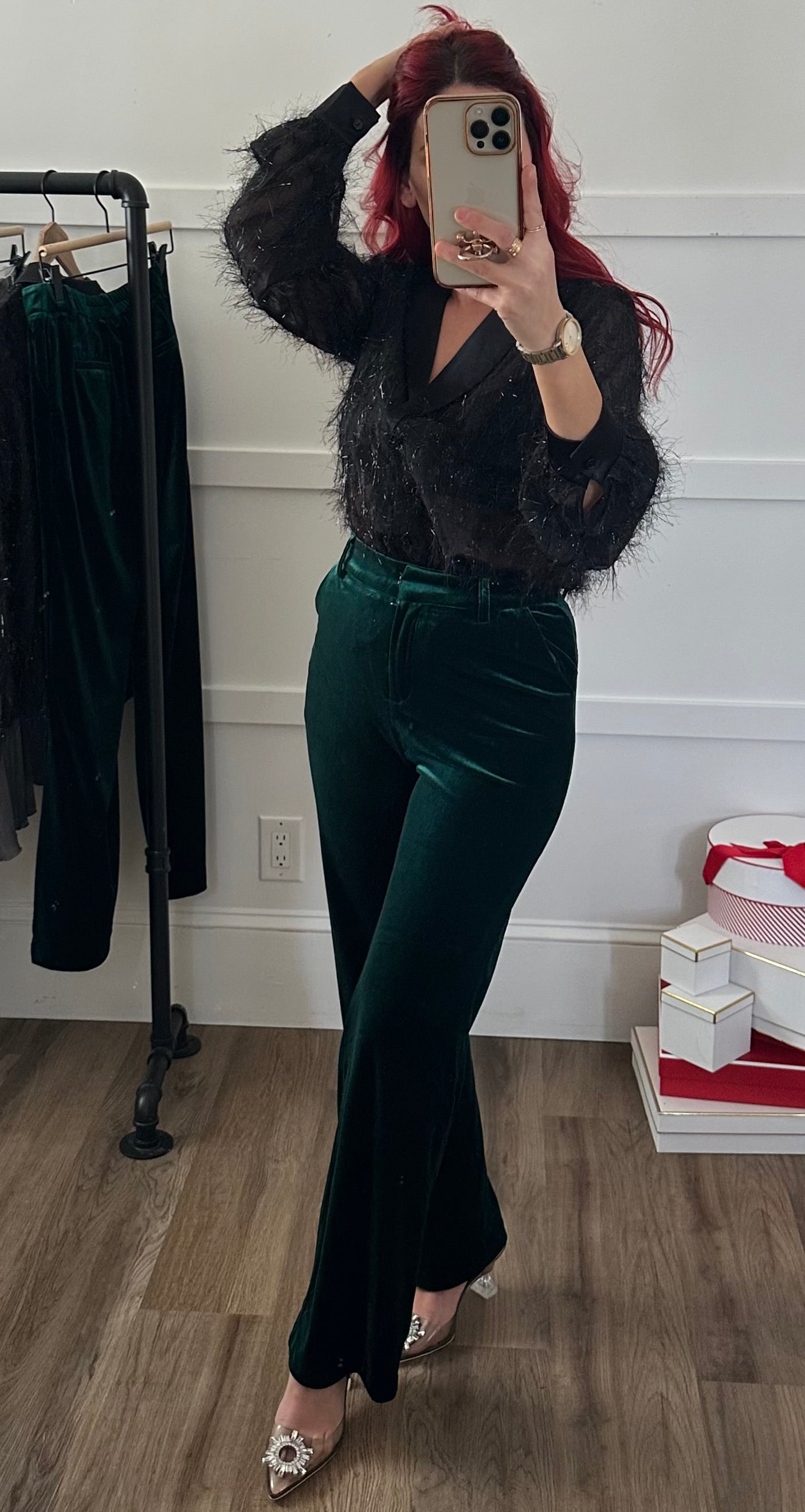Velvet Hunter Green Stretchy Trousers