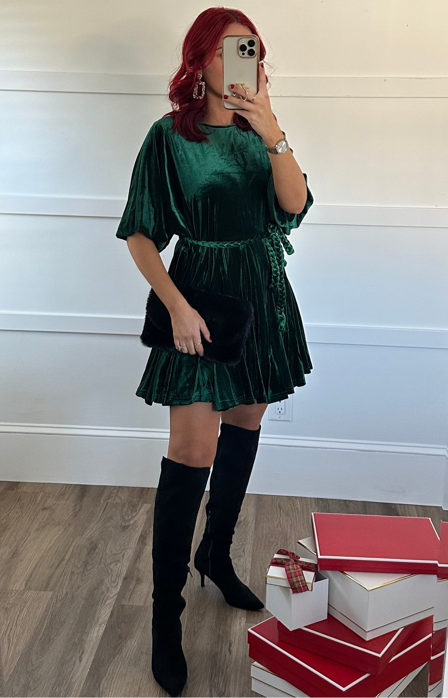 Avery Dolman Sleeve Braid Belted Mini Dress
