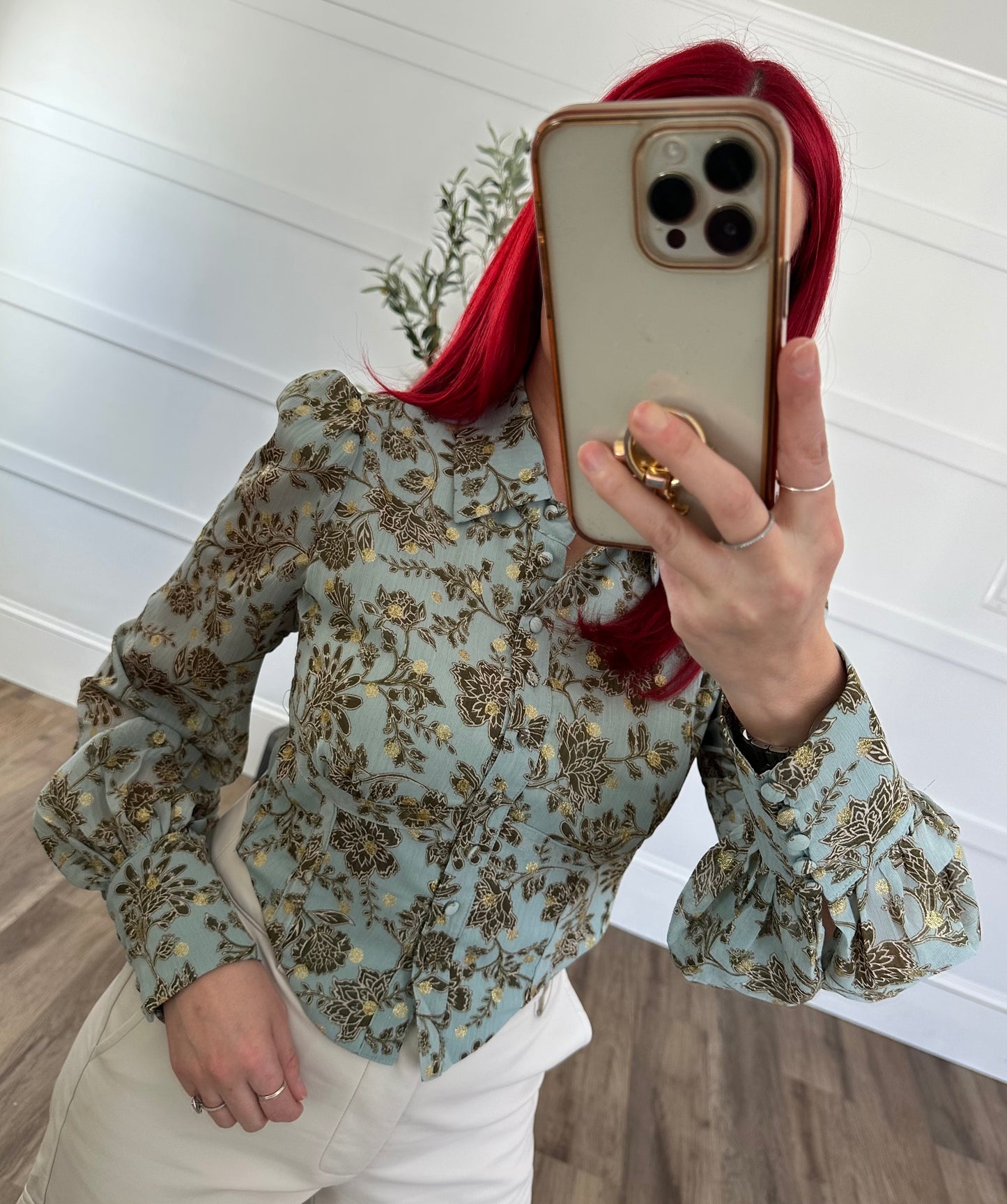 Luna Sage Floral Top