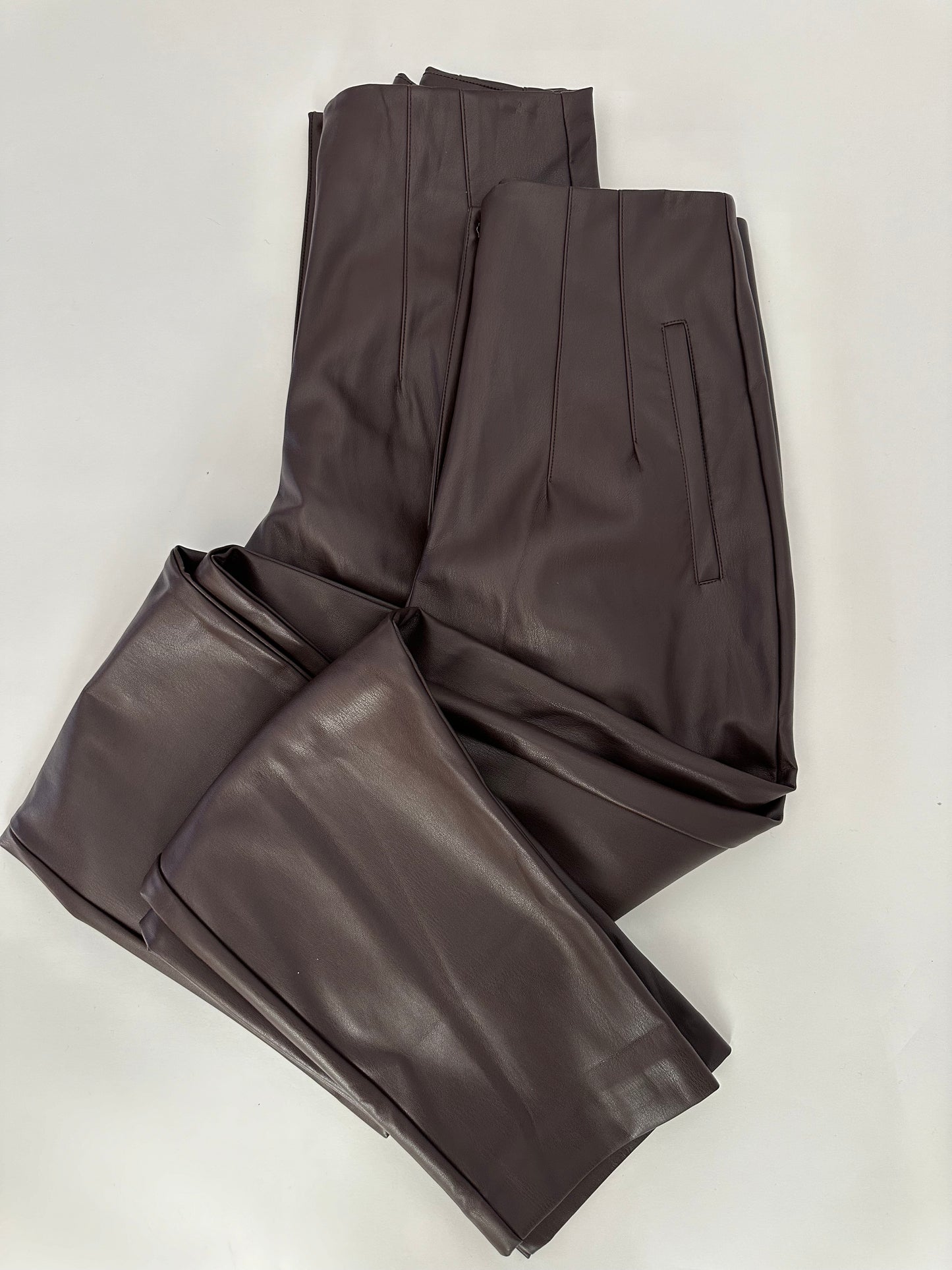 Chocolate Brown Faux Leather Slacks