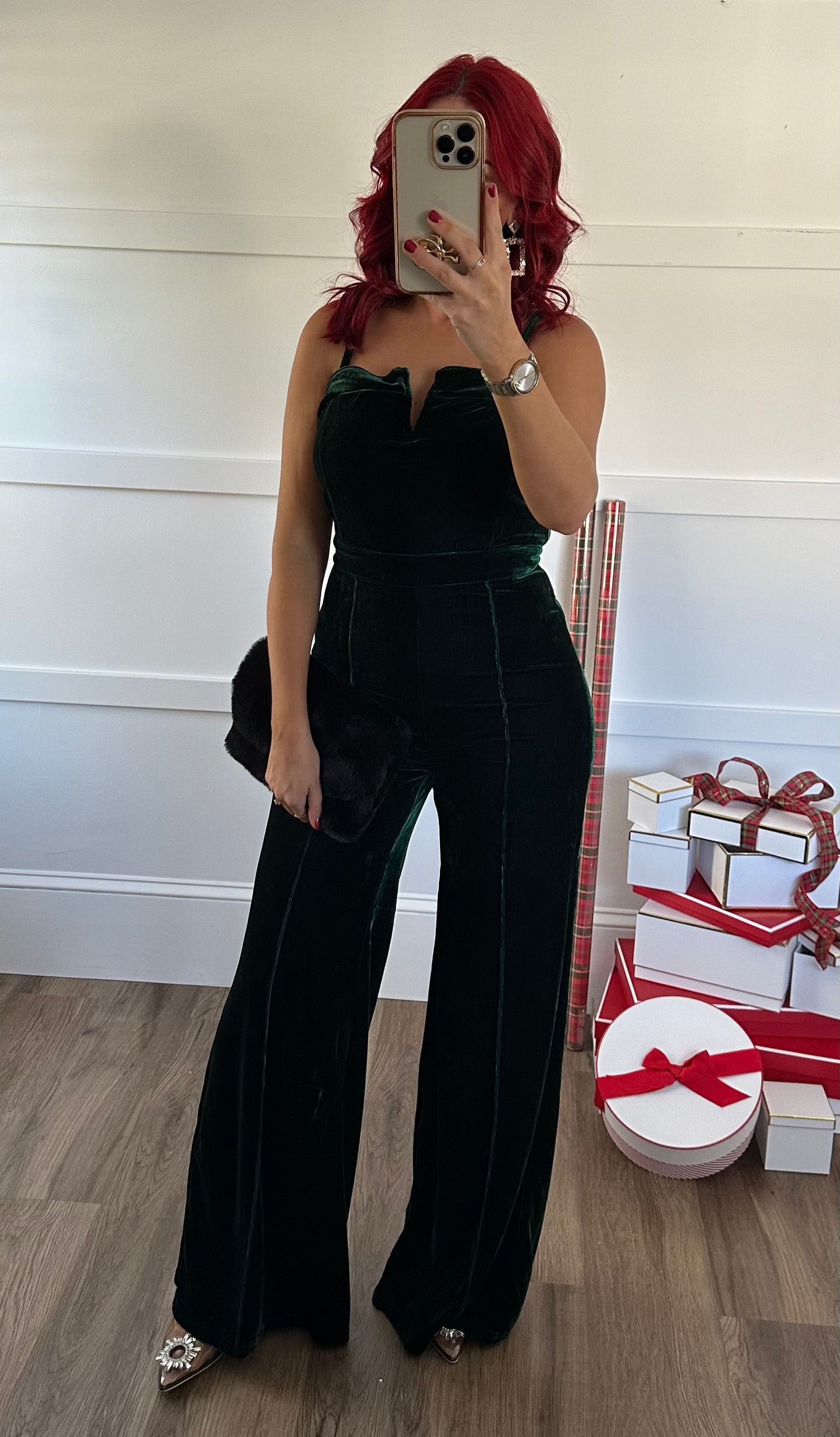 Susan Velvet Emerald Green Jumpsuit