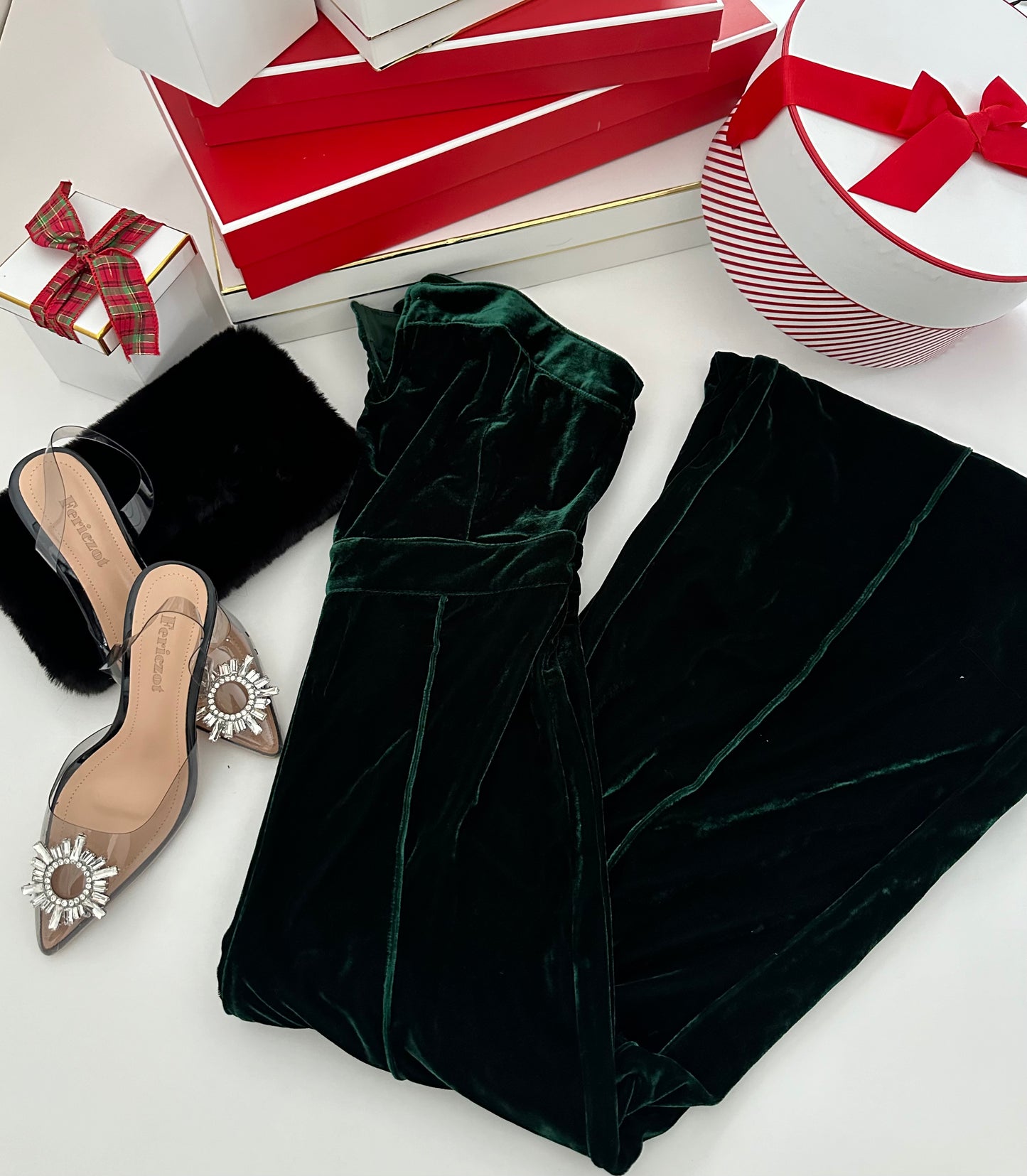 Susan Velvet Emerald Green Jumpsuit