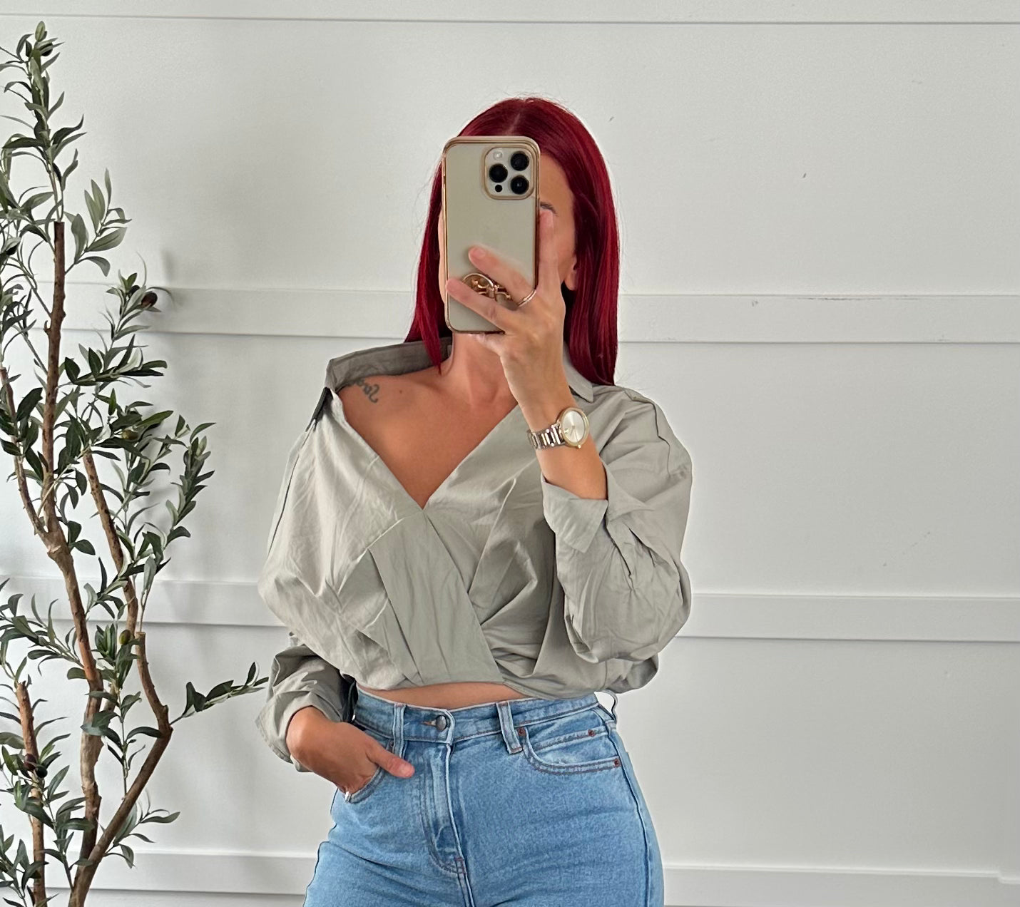 Sage Lara Front Twist Overwrap Top