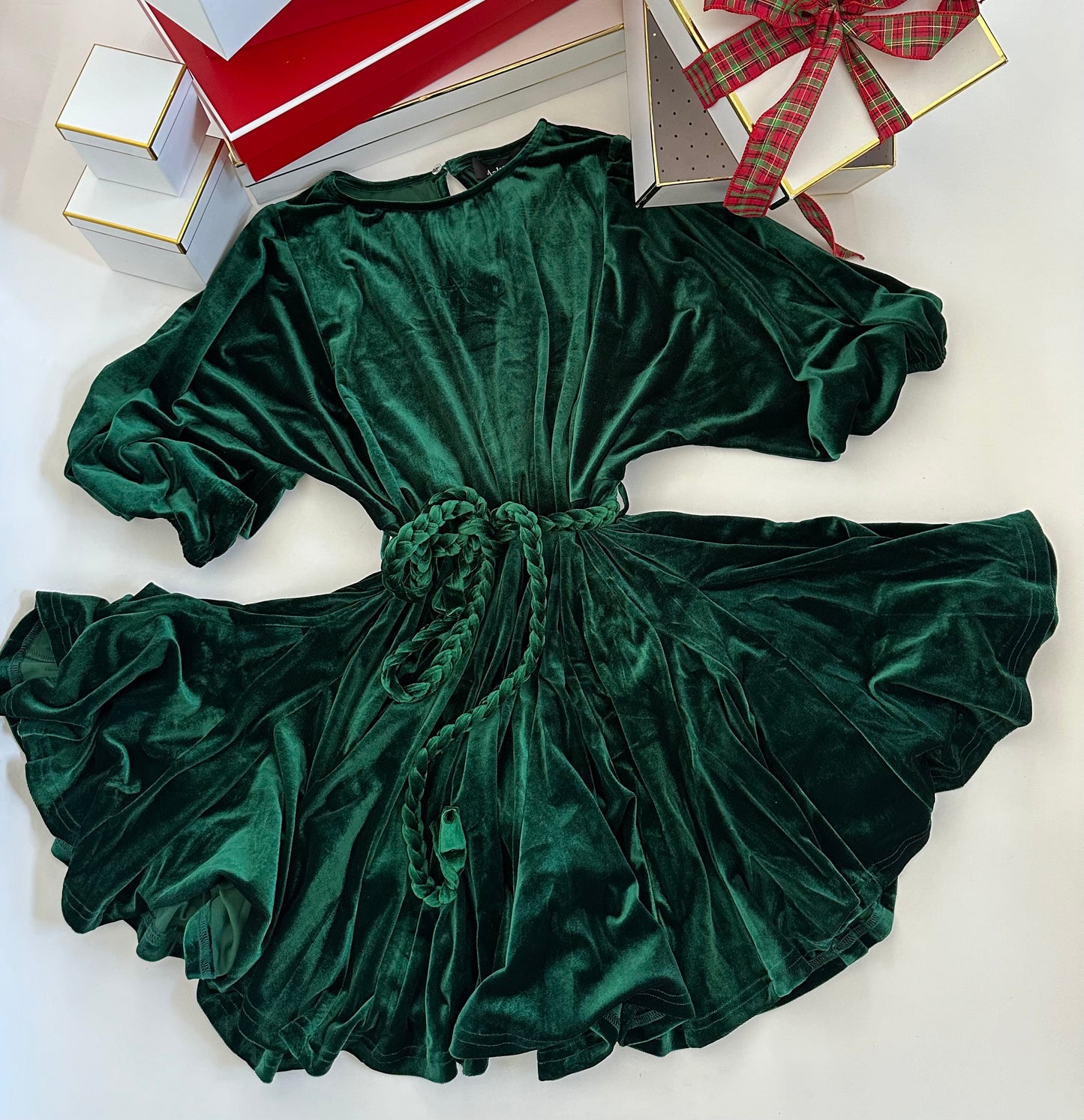 Avery Dolman Sleeve Braid Belted Mini Dress