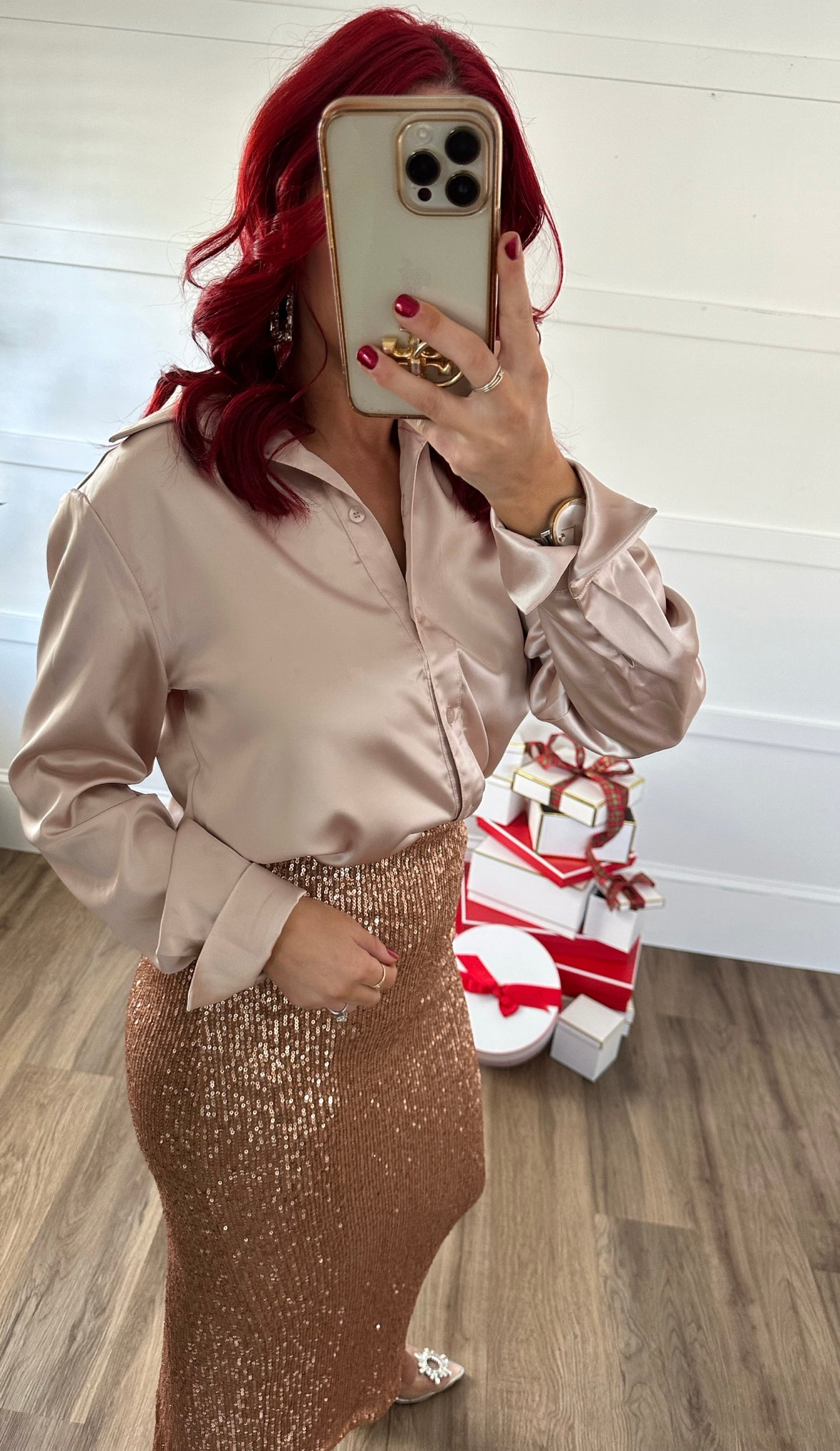 Isadora Satin Button Down