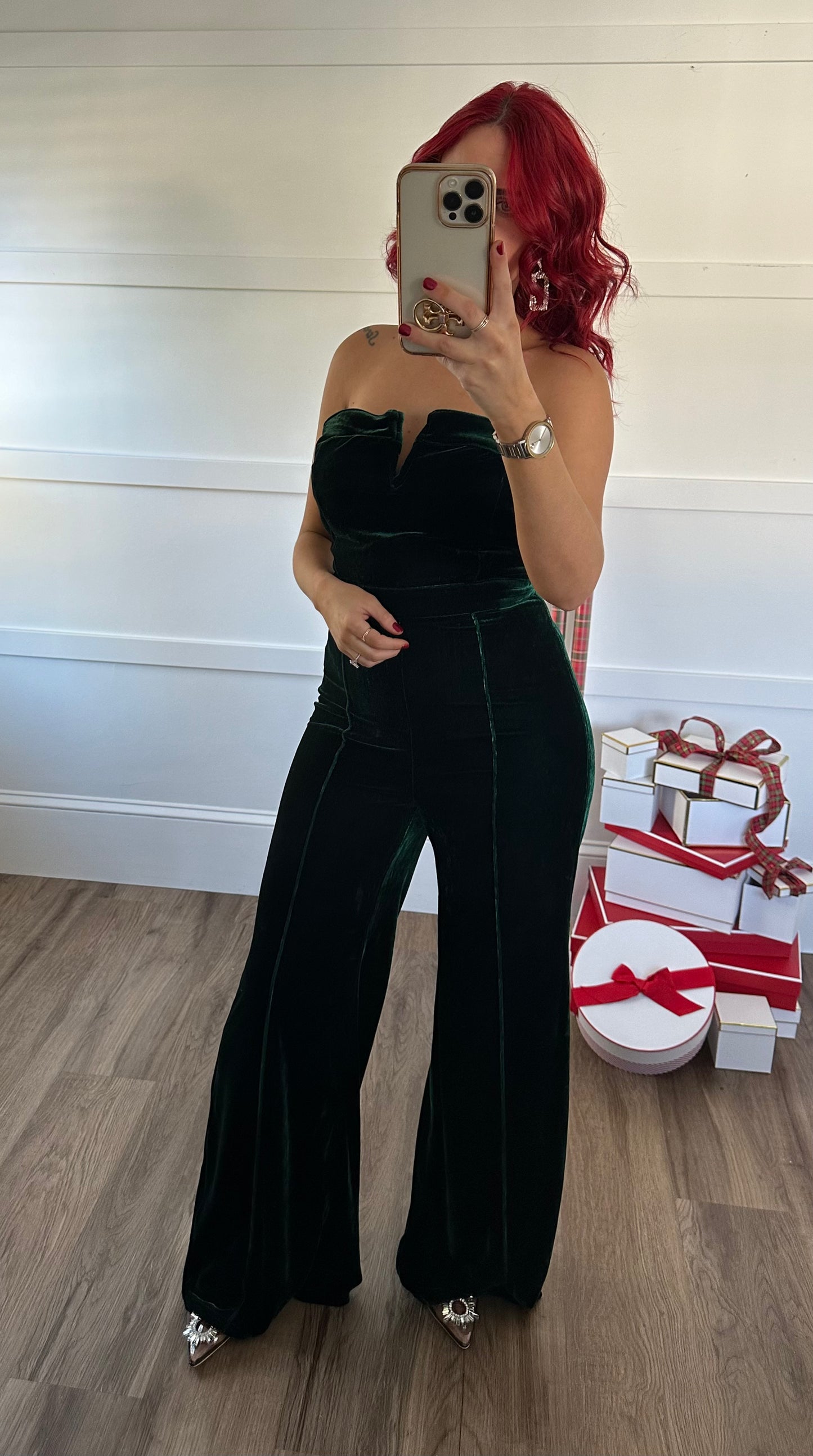 Susan Velvet Emerald Green Jumpsuit