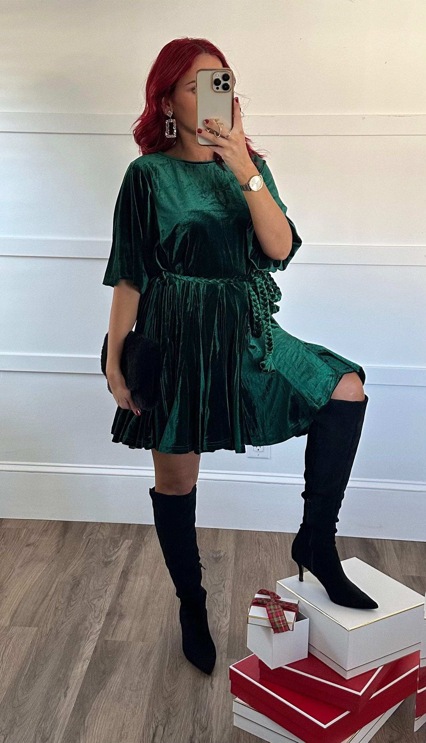 Avery Dolman Sleeve Braid Belted Mini Dress