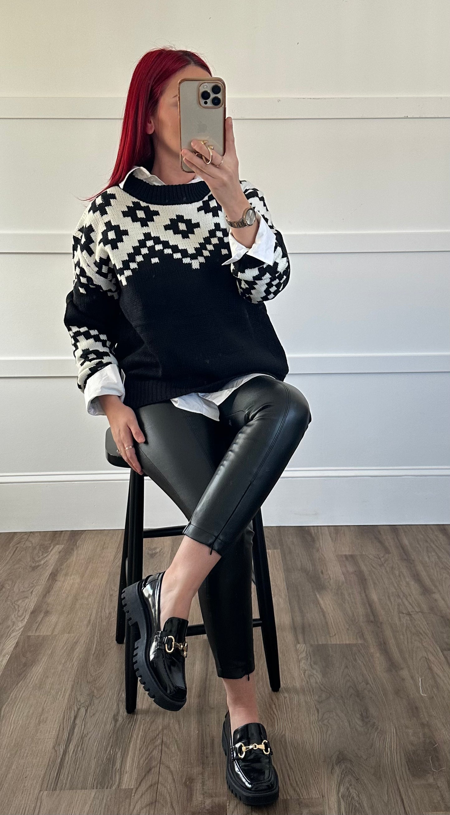 Amelia oversized long sleeve pattern sweater