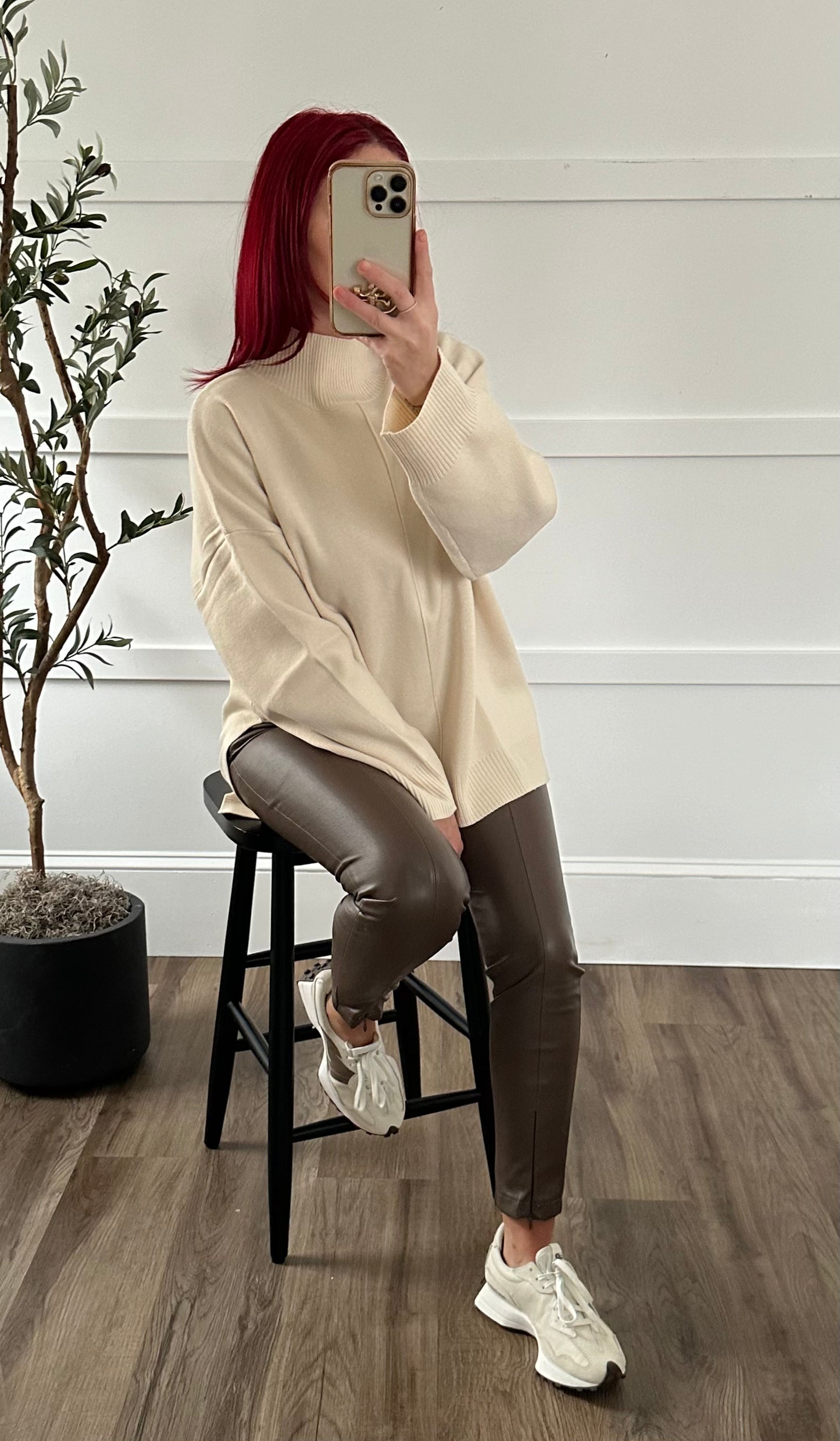 Candance Espresso Faux Leather Pants