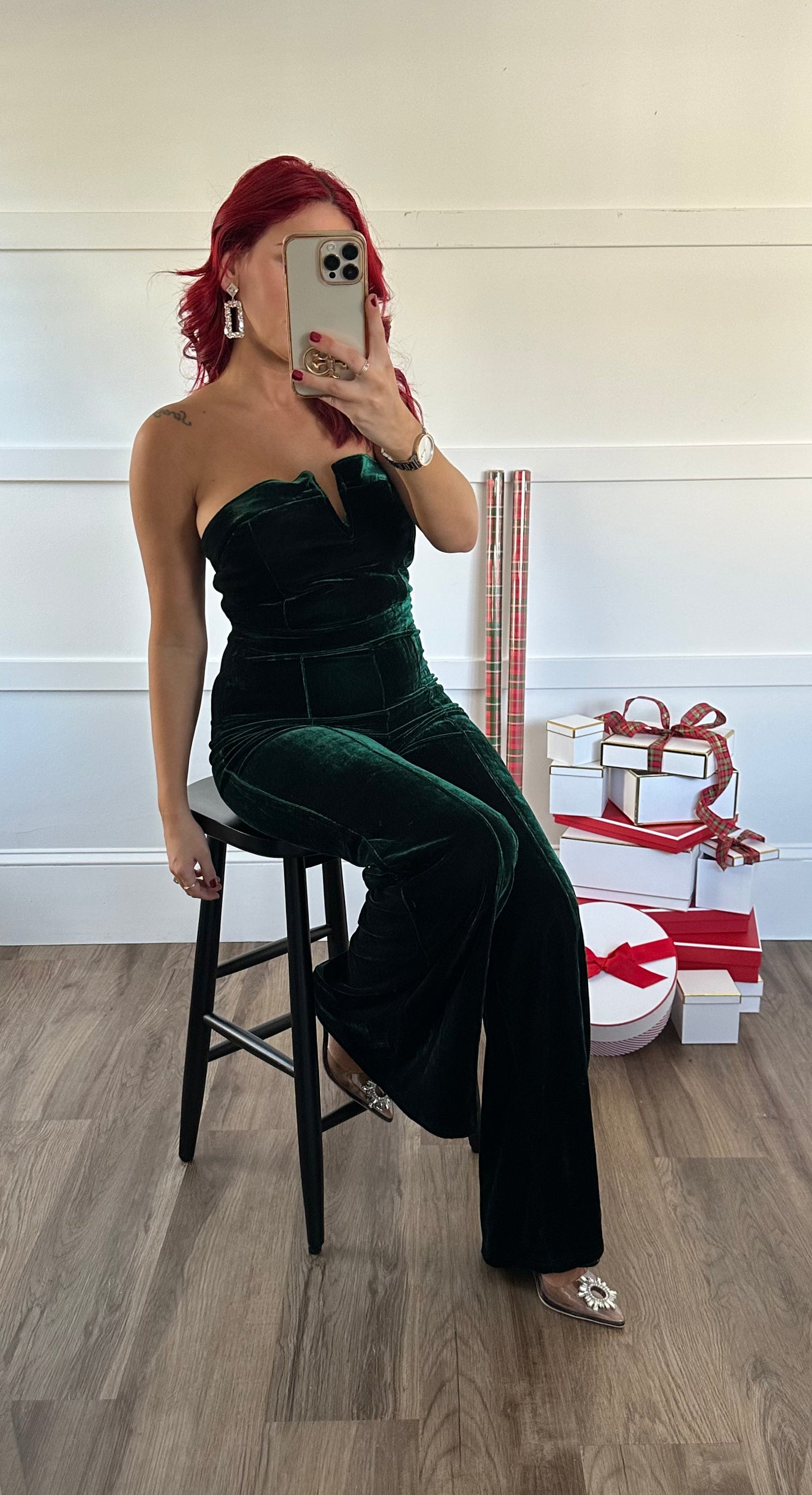 Susan Velvet Emerald Green Jumpsuit