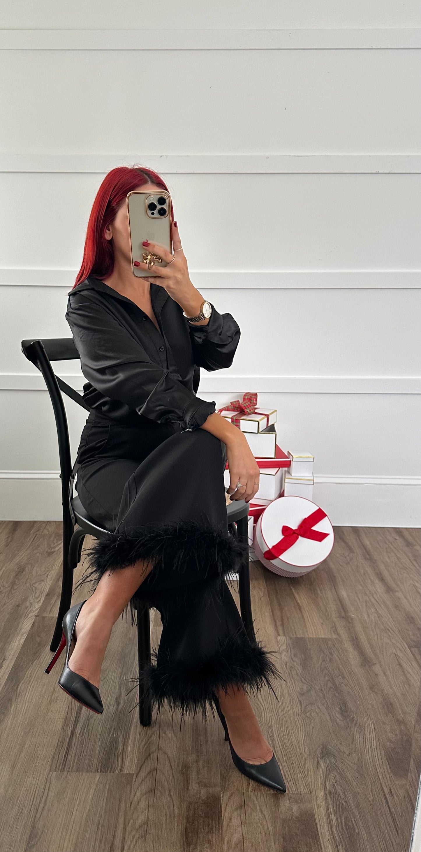 Chic LUXE Feather Trim Trousers