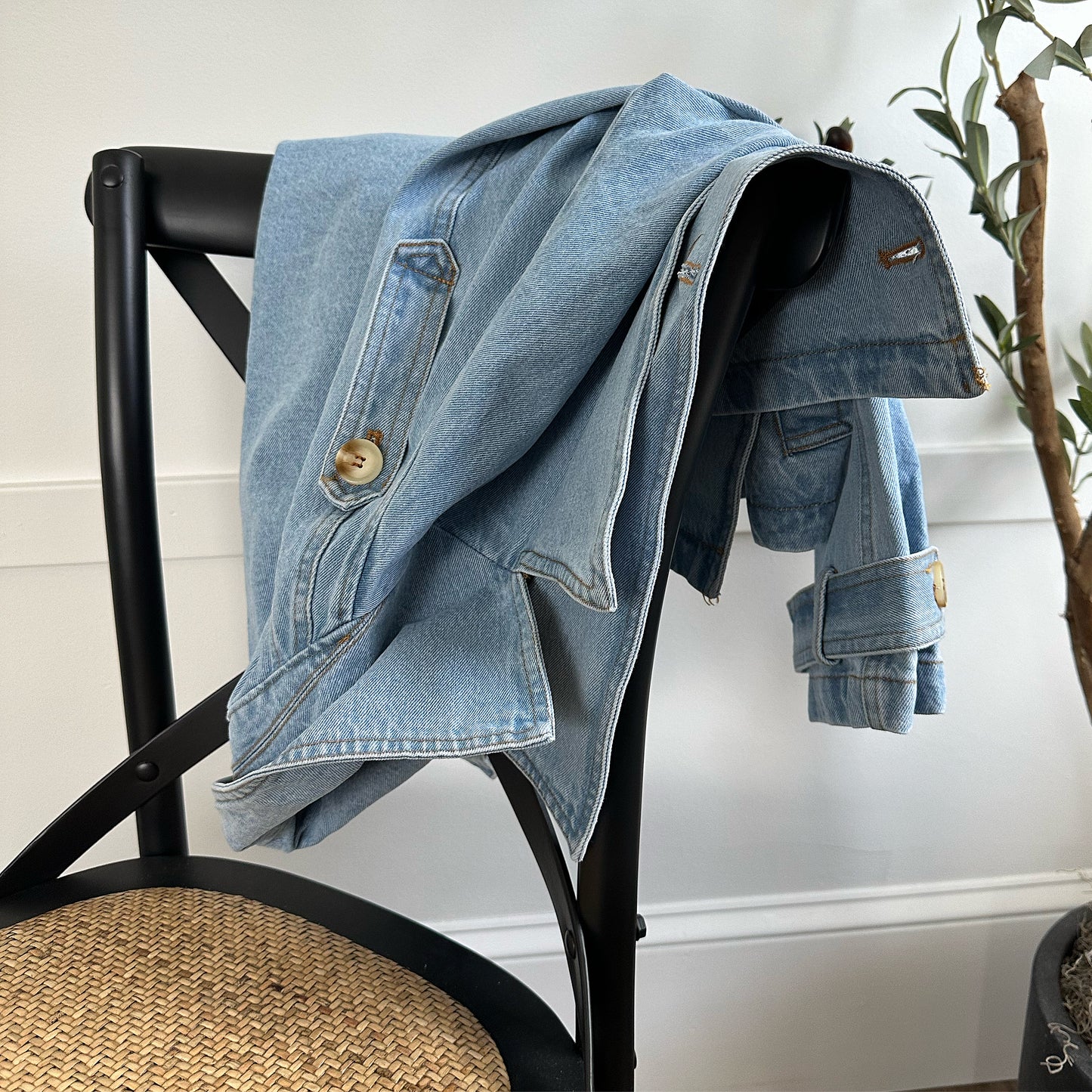 Julie Denim Cropped Trench Jacket