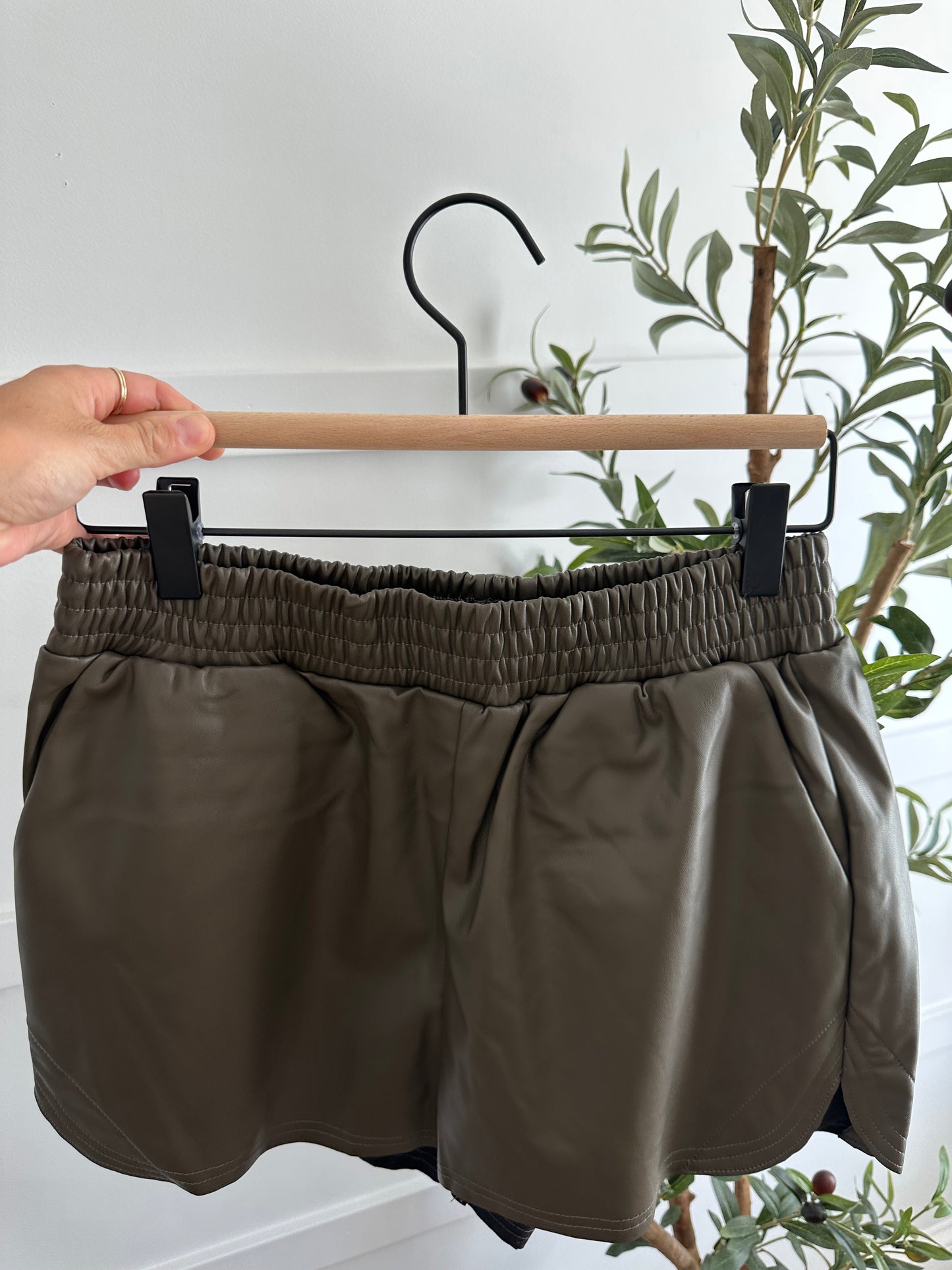 Nina Olive Faux Pleather Shorts