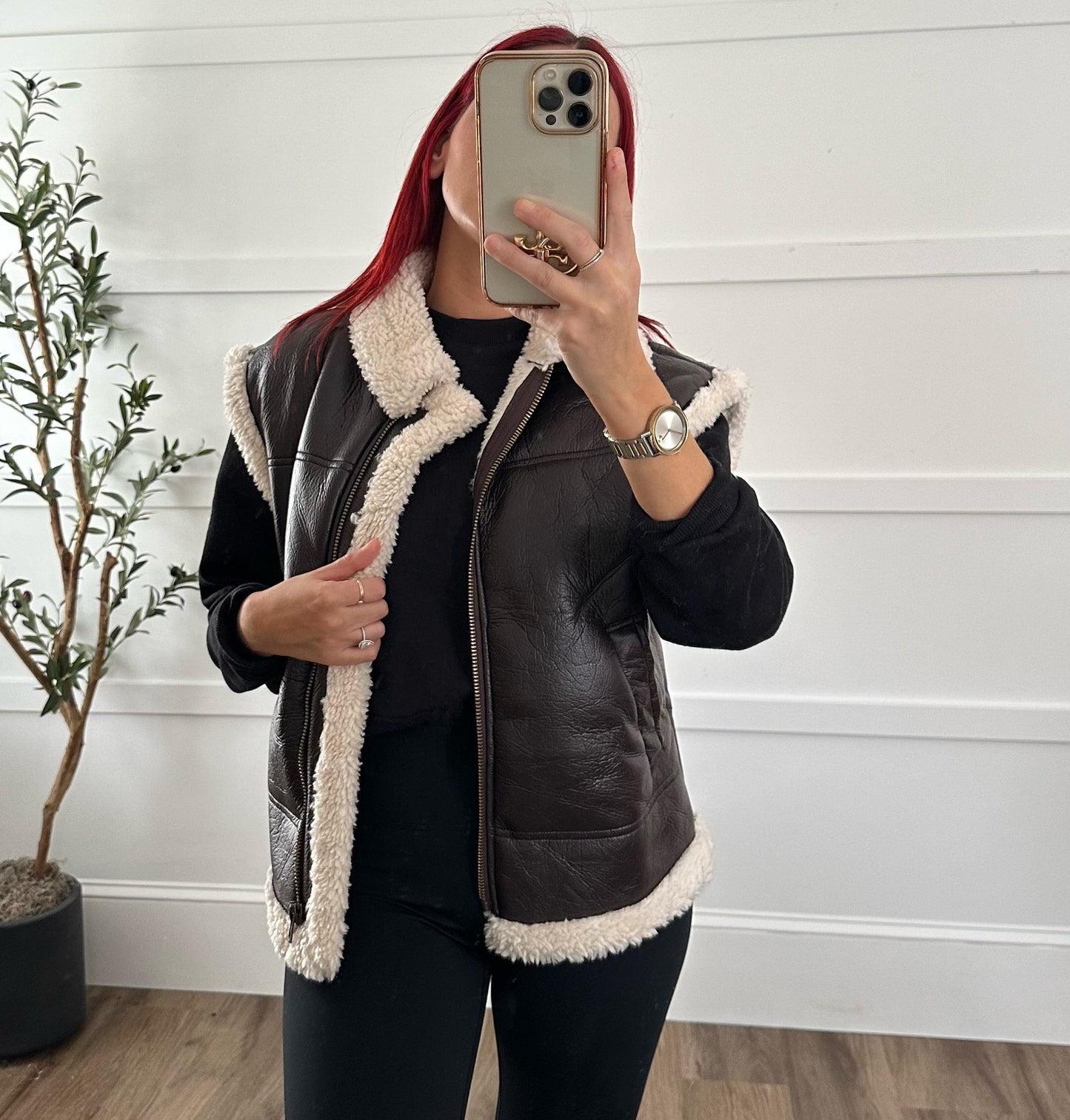 Brandi Sherpa Pleather Vest
