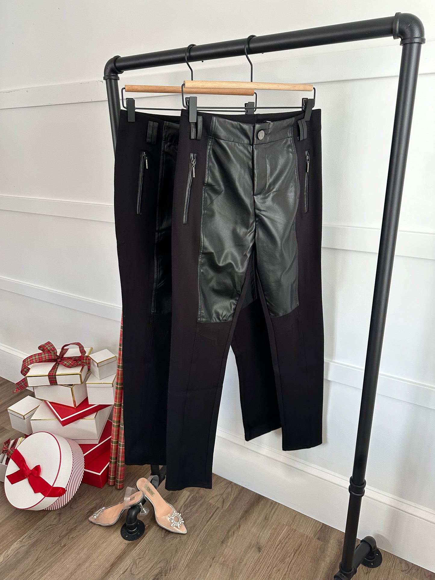 Angelina Faux leather combo stretch pants