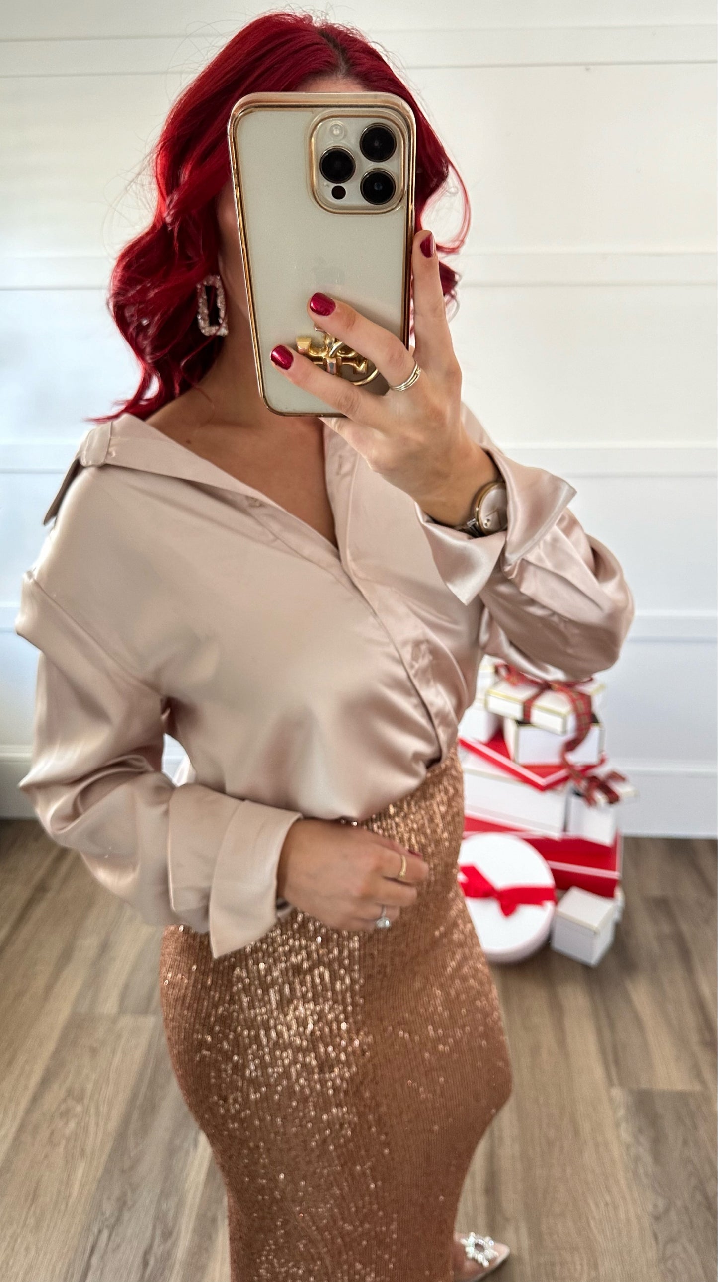 Isadora Satin Button Down