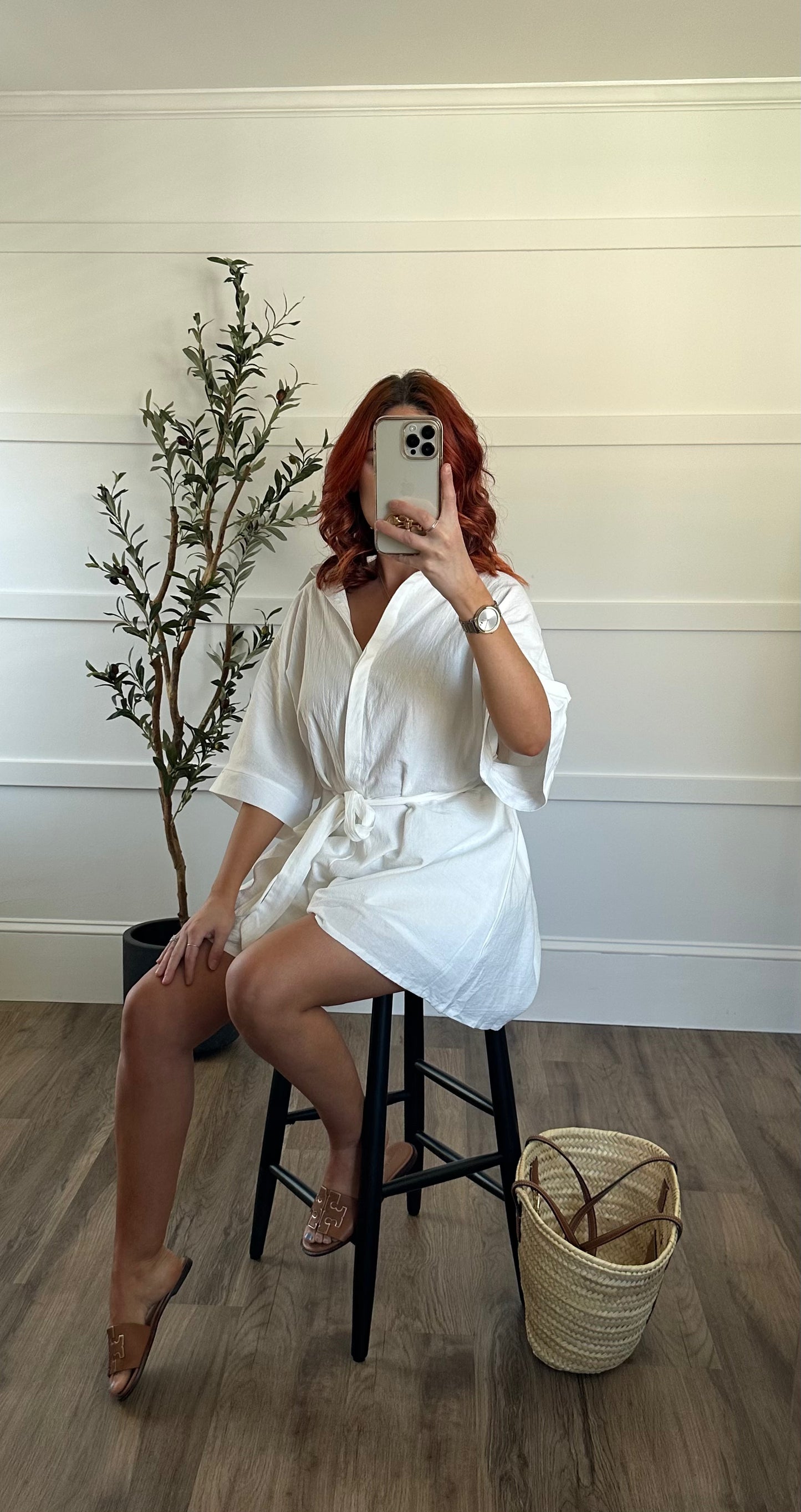 Collared Wide Sleeve Lace Up Waist Loose Romper