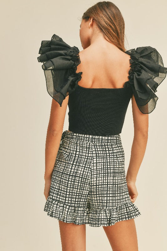 Knit Ruffled Sleeve Detail Top