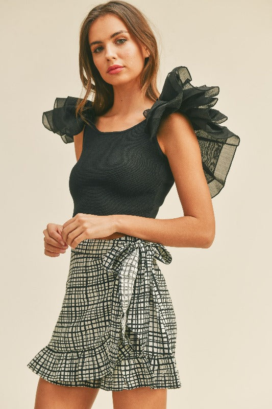 Knit Ruffled Sleeve Detail Top