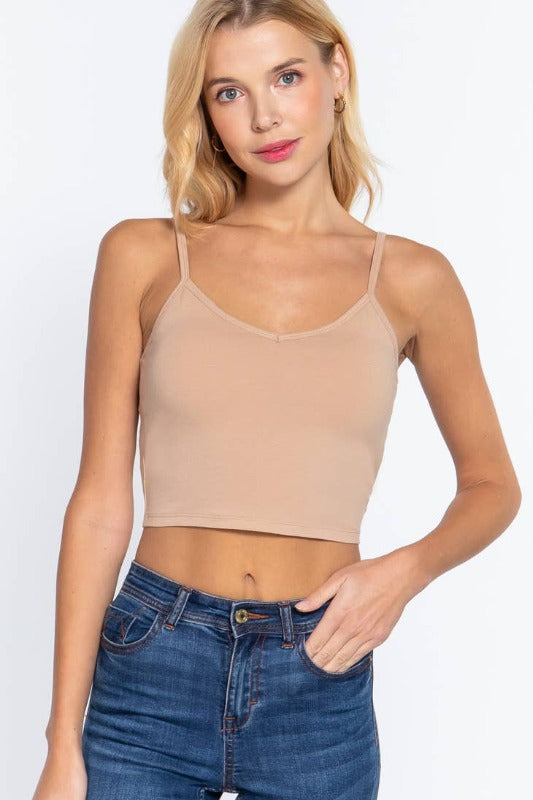 Fitted Removable Bra Cup Crop Cami