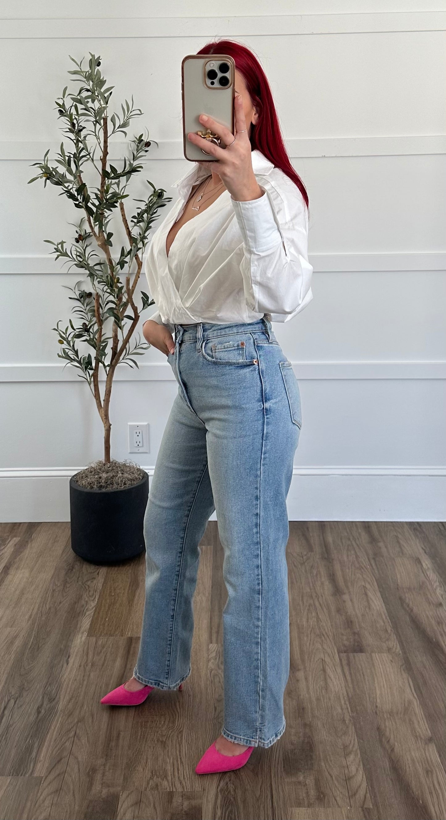 Super High Rise Dad Jean With Mini Slit