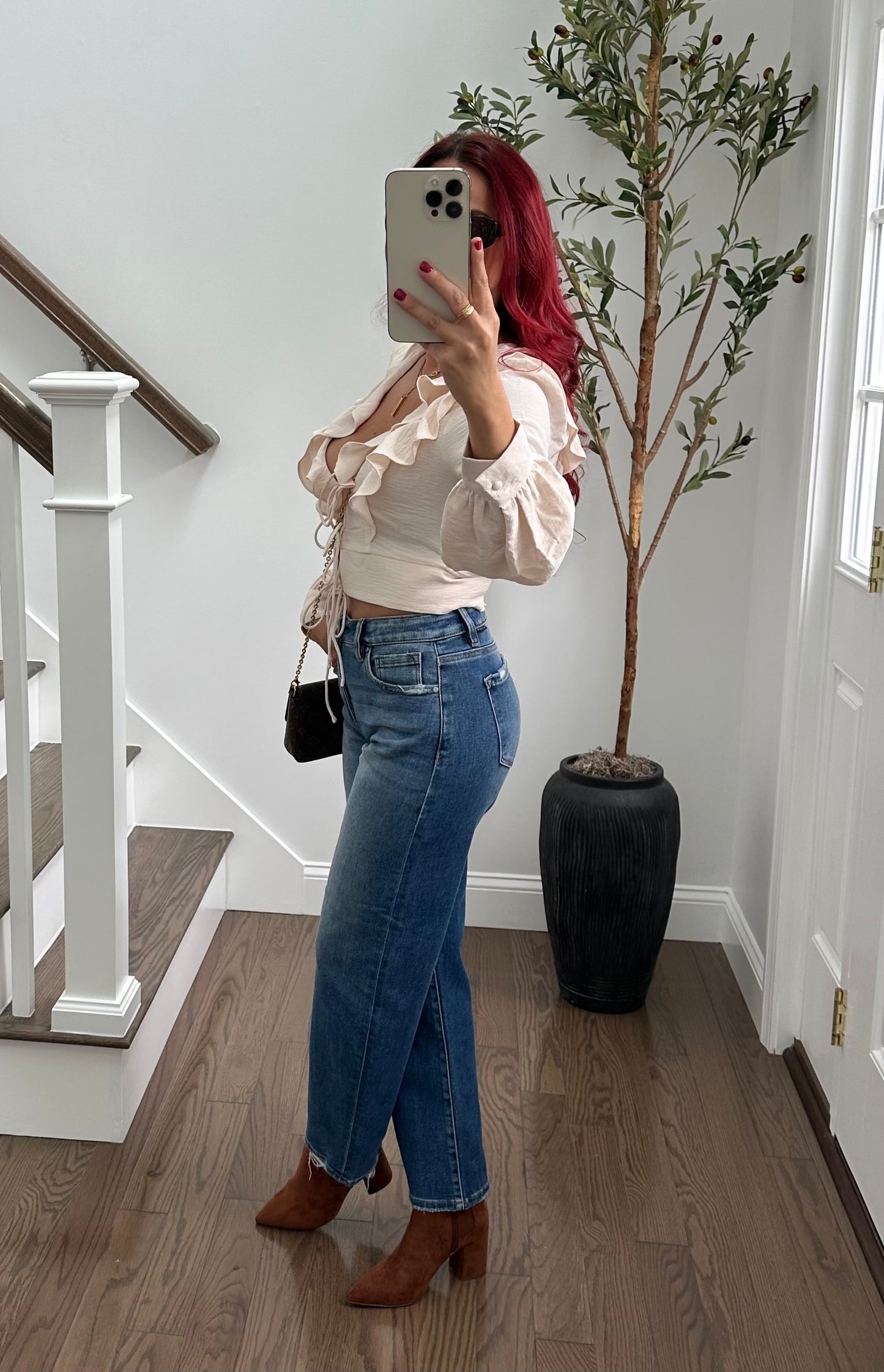 Tummy Control Slim Barrel Jeans